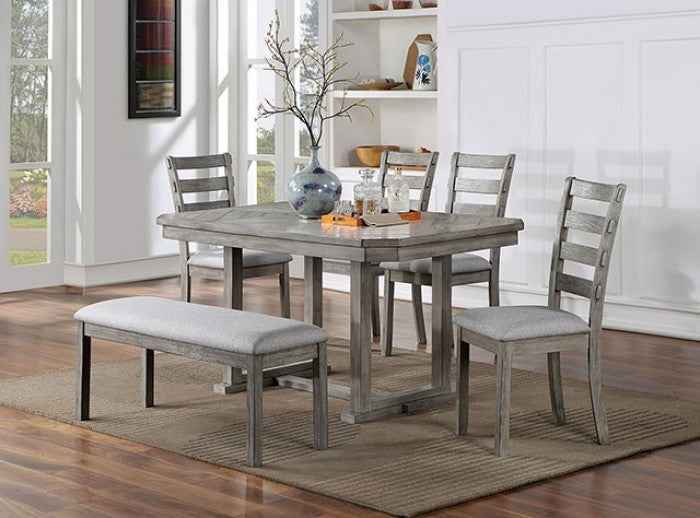Laquila Rustic Gray 6-Piece Dining Room Set w/ Bench