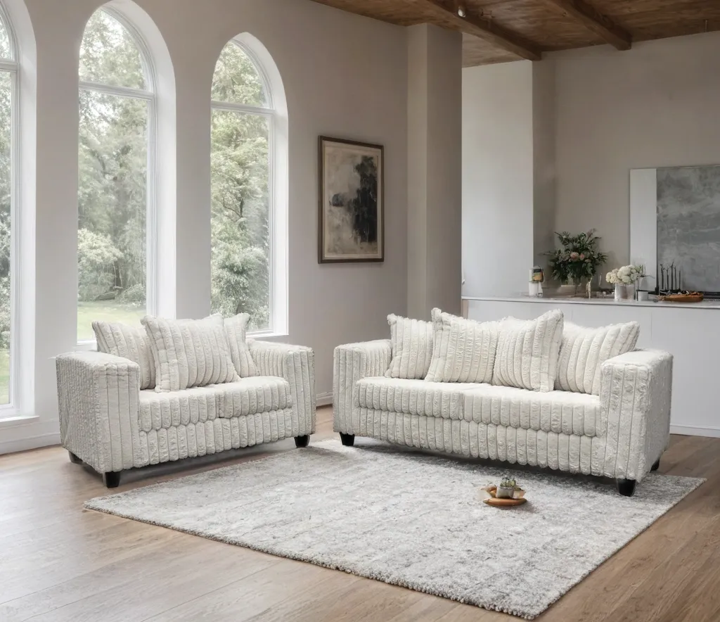 Larce Cream Sofa & Loveseat