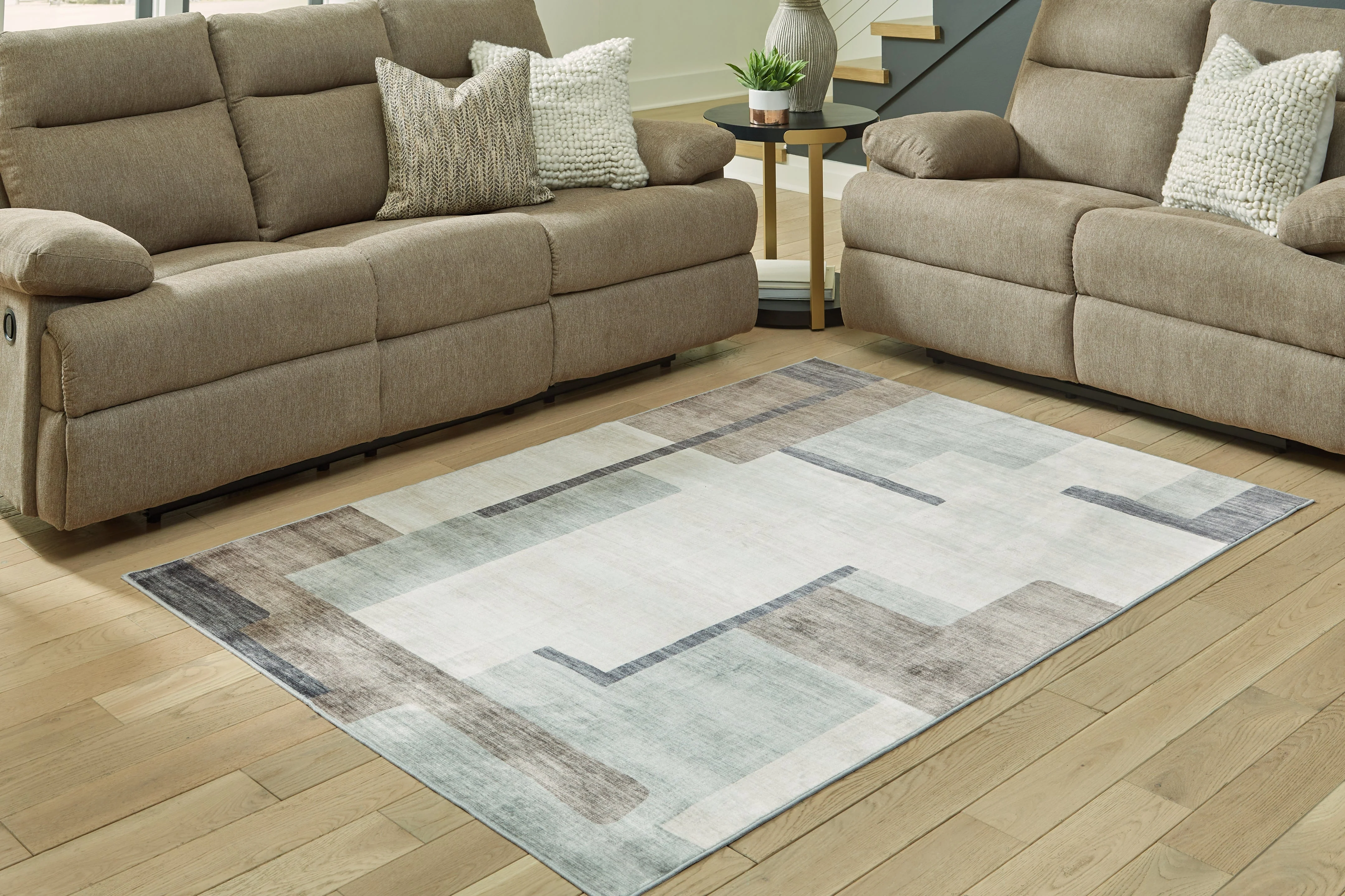 Larkport Cream/Brown/Gray Washable Large Rug - Image 2