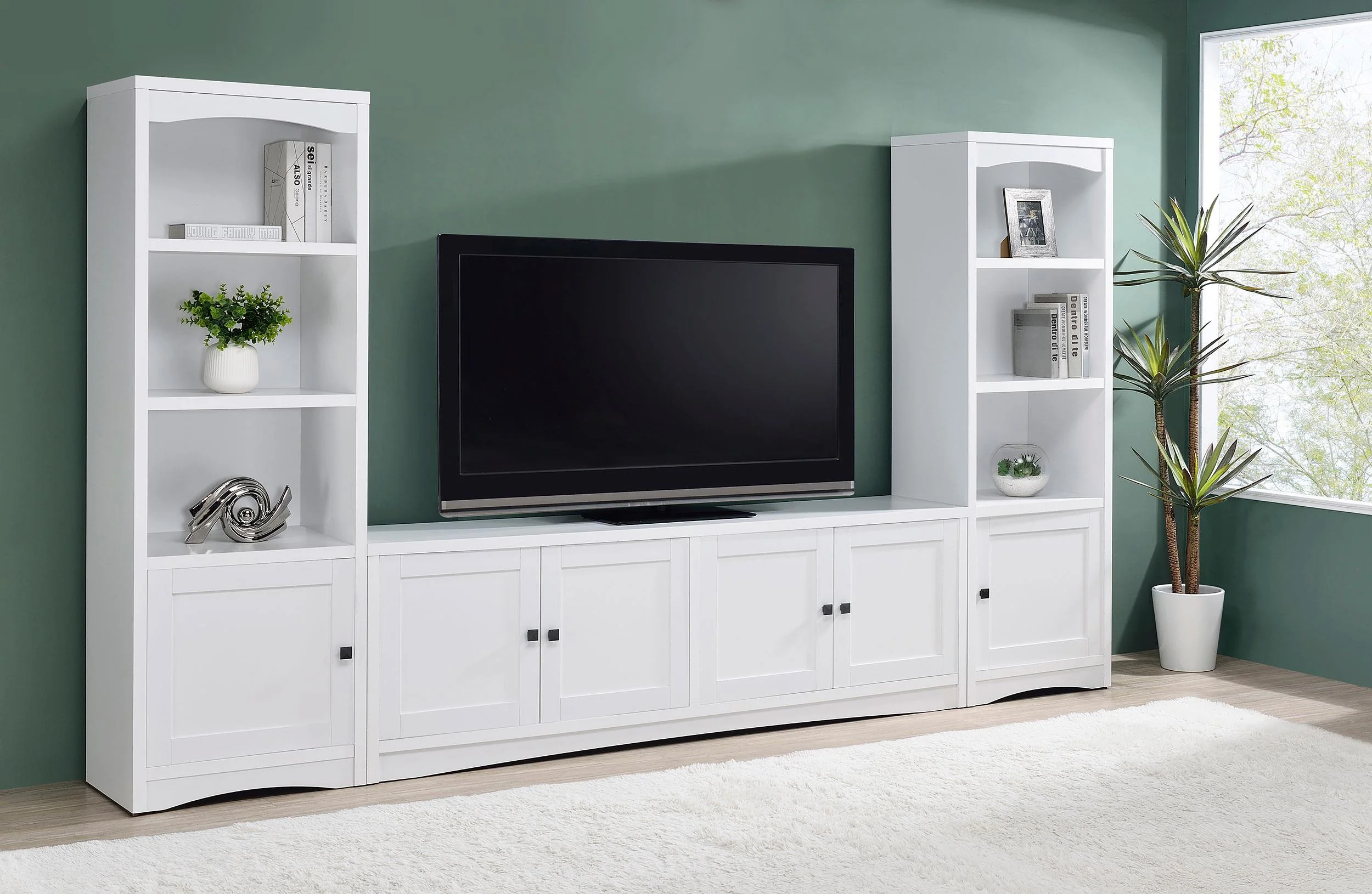 Laughlin White 3-shelf Engineered Wood Media Tower - Image 12