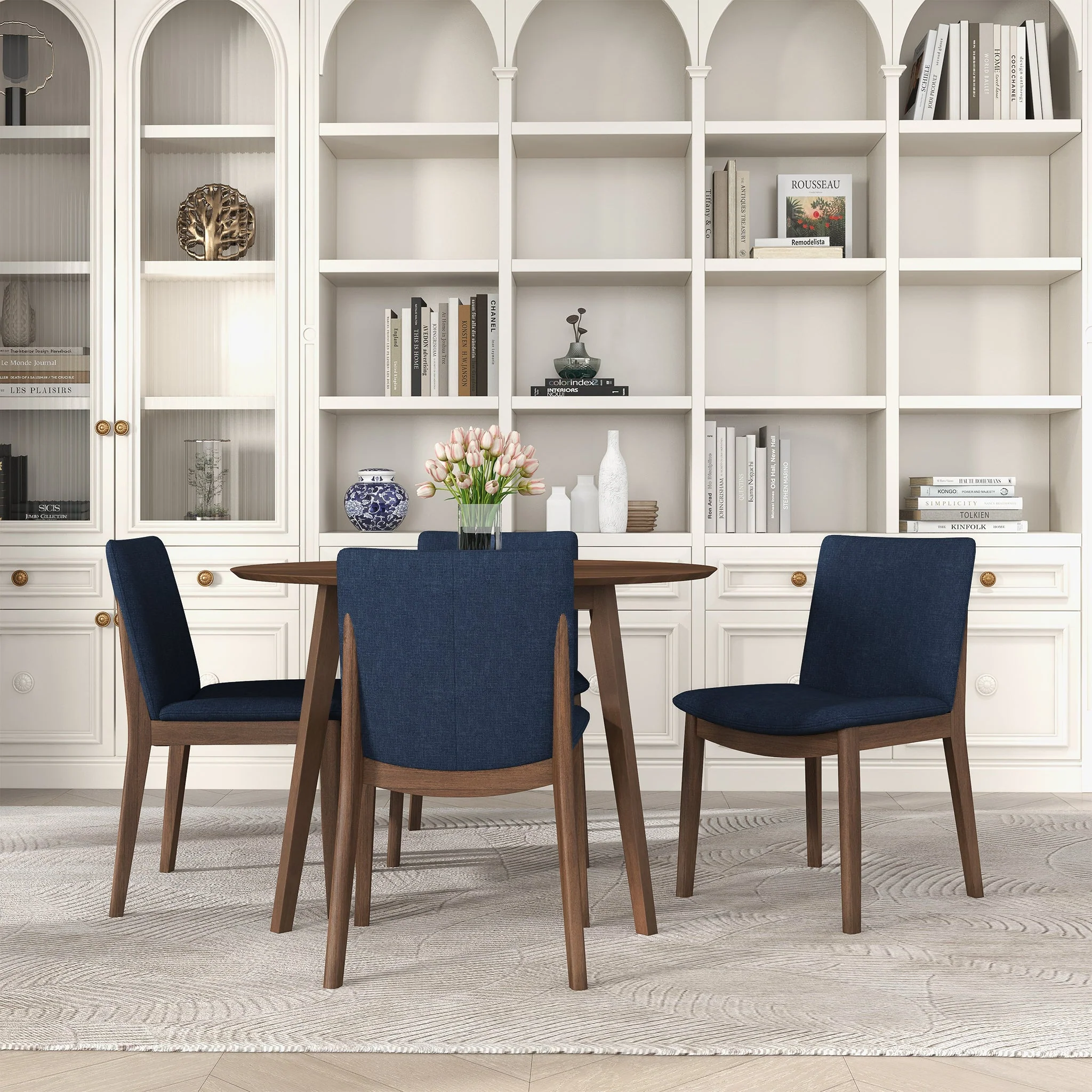 Laura Blue Linen Solid Wood Dining Chair (Set Of 2) - Image 2