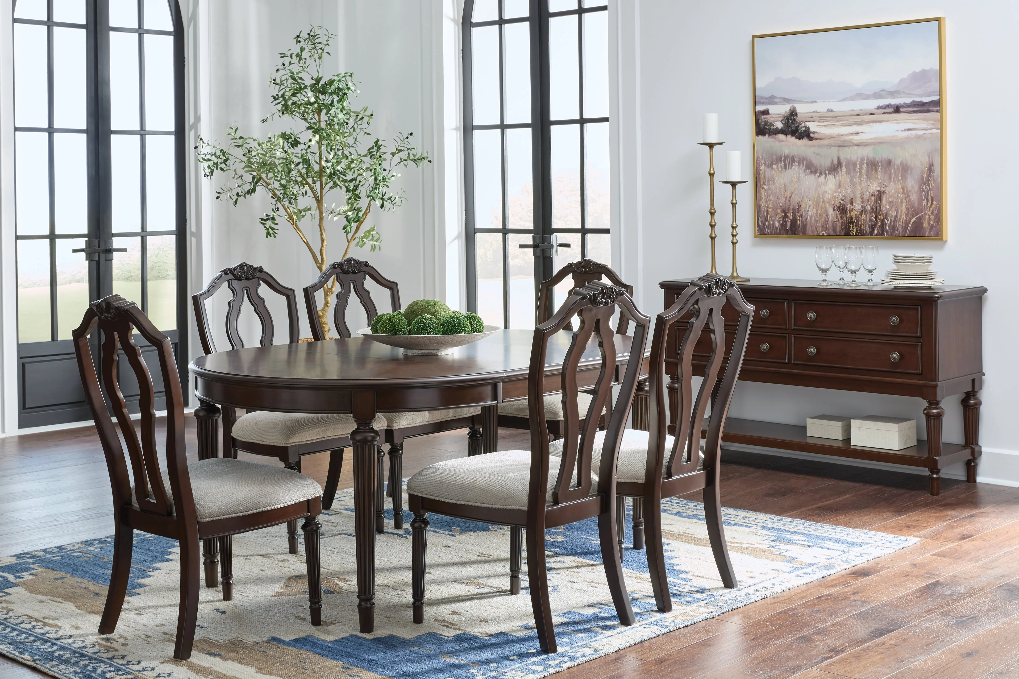Lavinton Brown Extension Dining Table and 6 Chairs