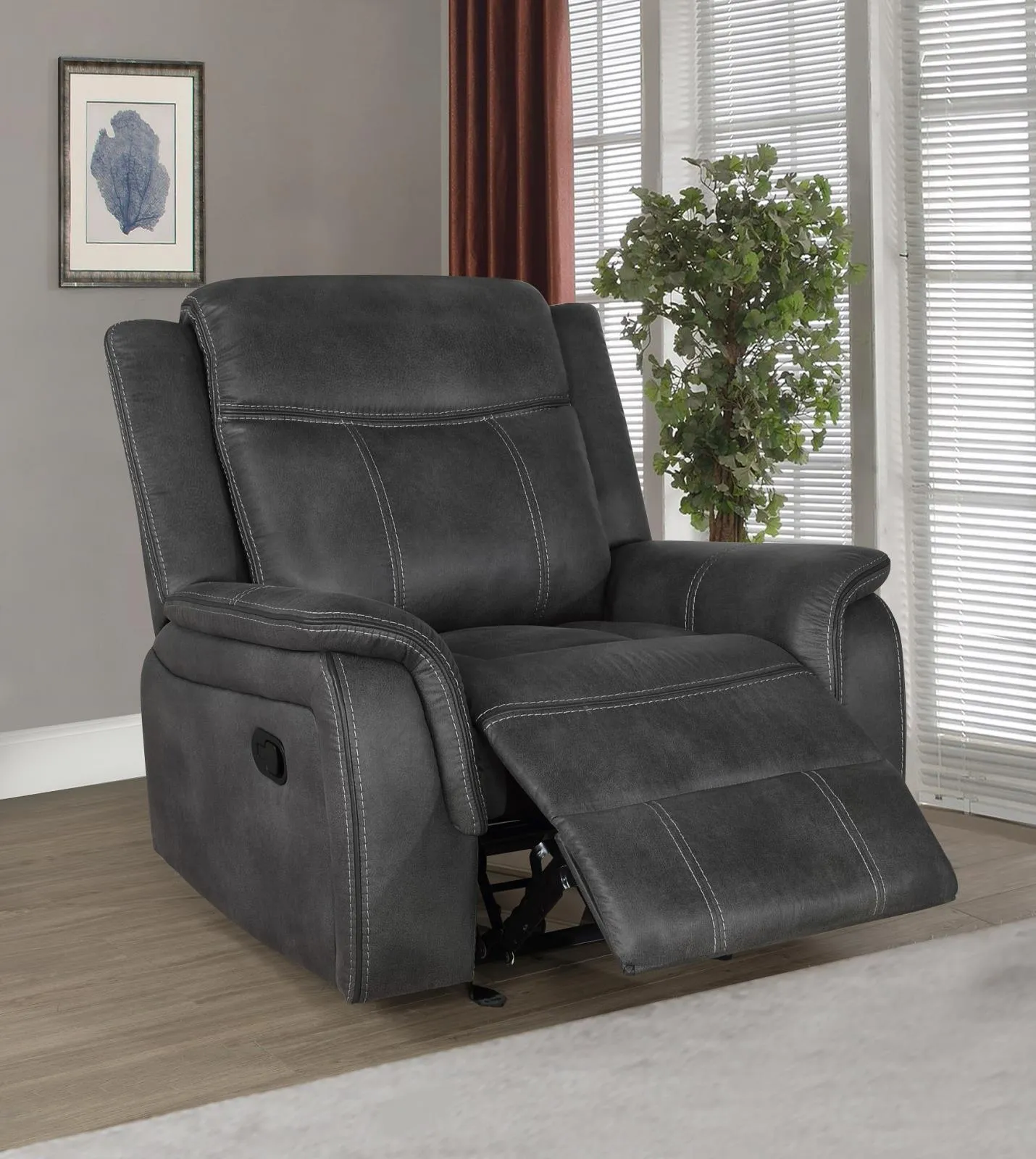 Lawrence Charcoal 3-Piece Upholstered Tufted Living Room Set - Image 8