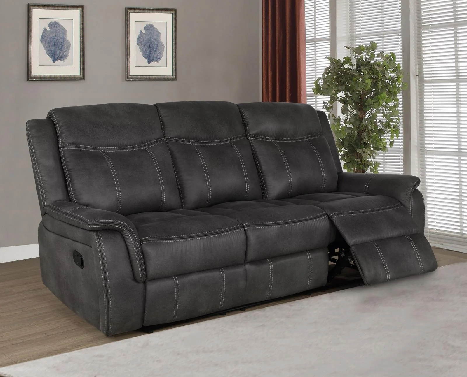 Lawrence Upholstered Tufted Back Motion Sofa - Image 2