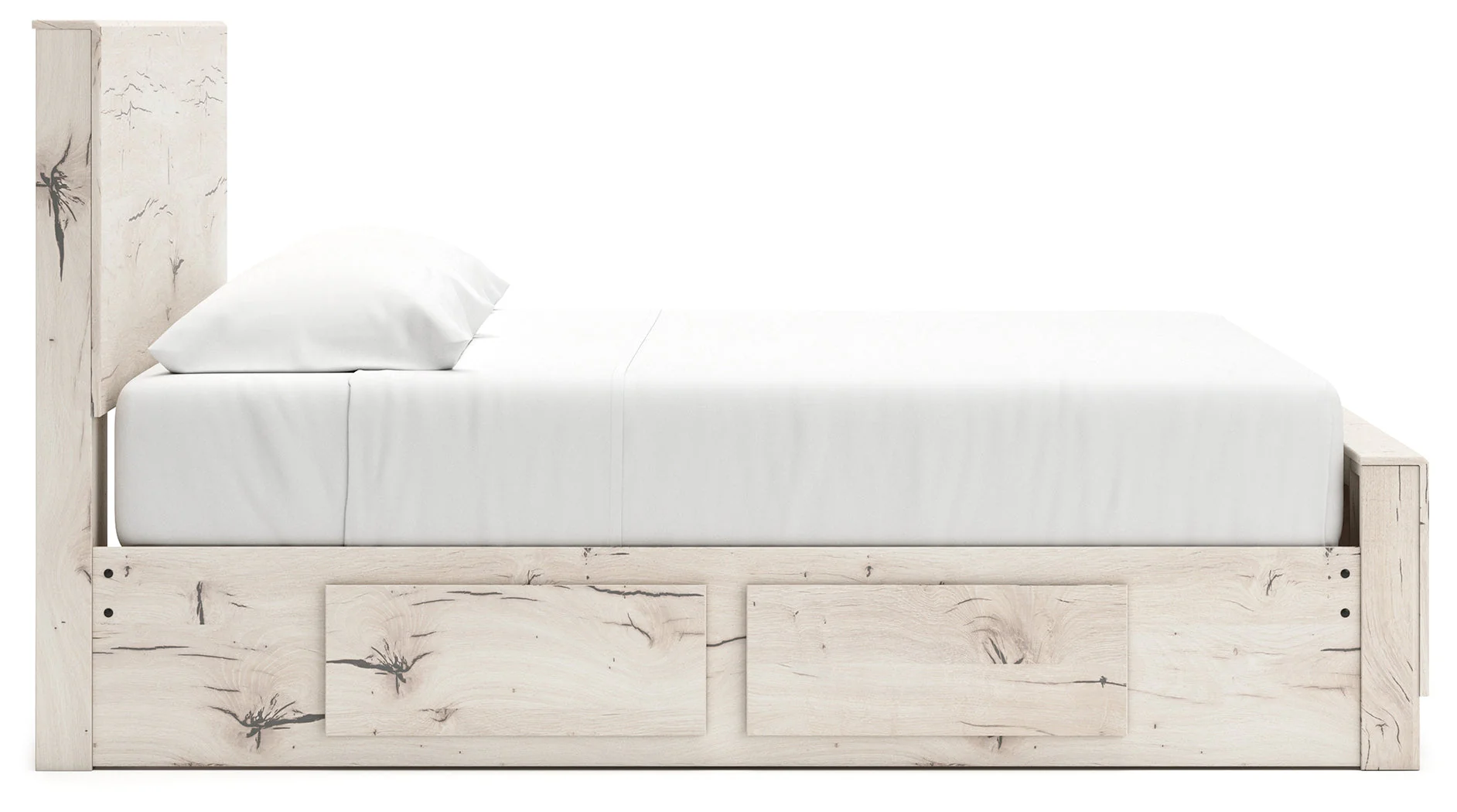 Lawroy Light Natural Storage Panel Bedroom Set with 4 Side Drawers - Image 6