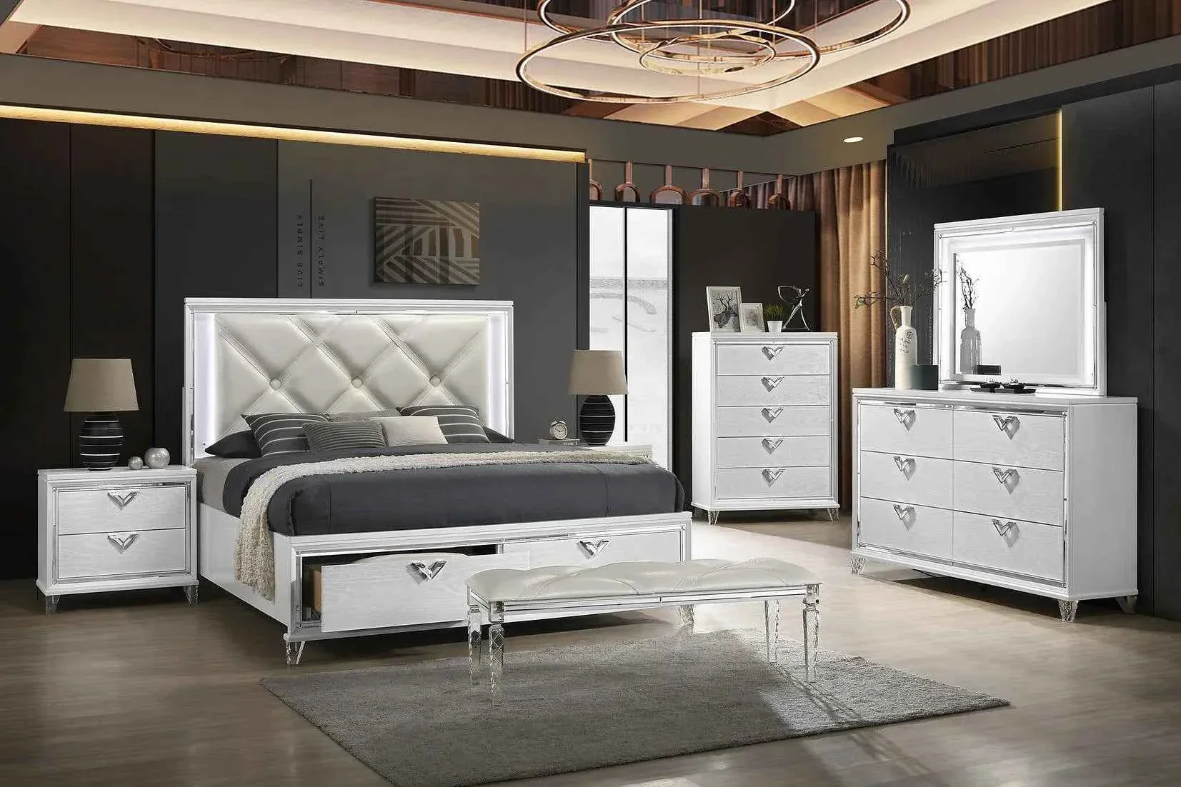 Layla LED Platform White Bedroom Set