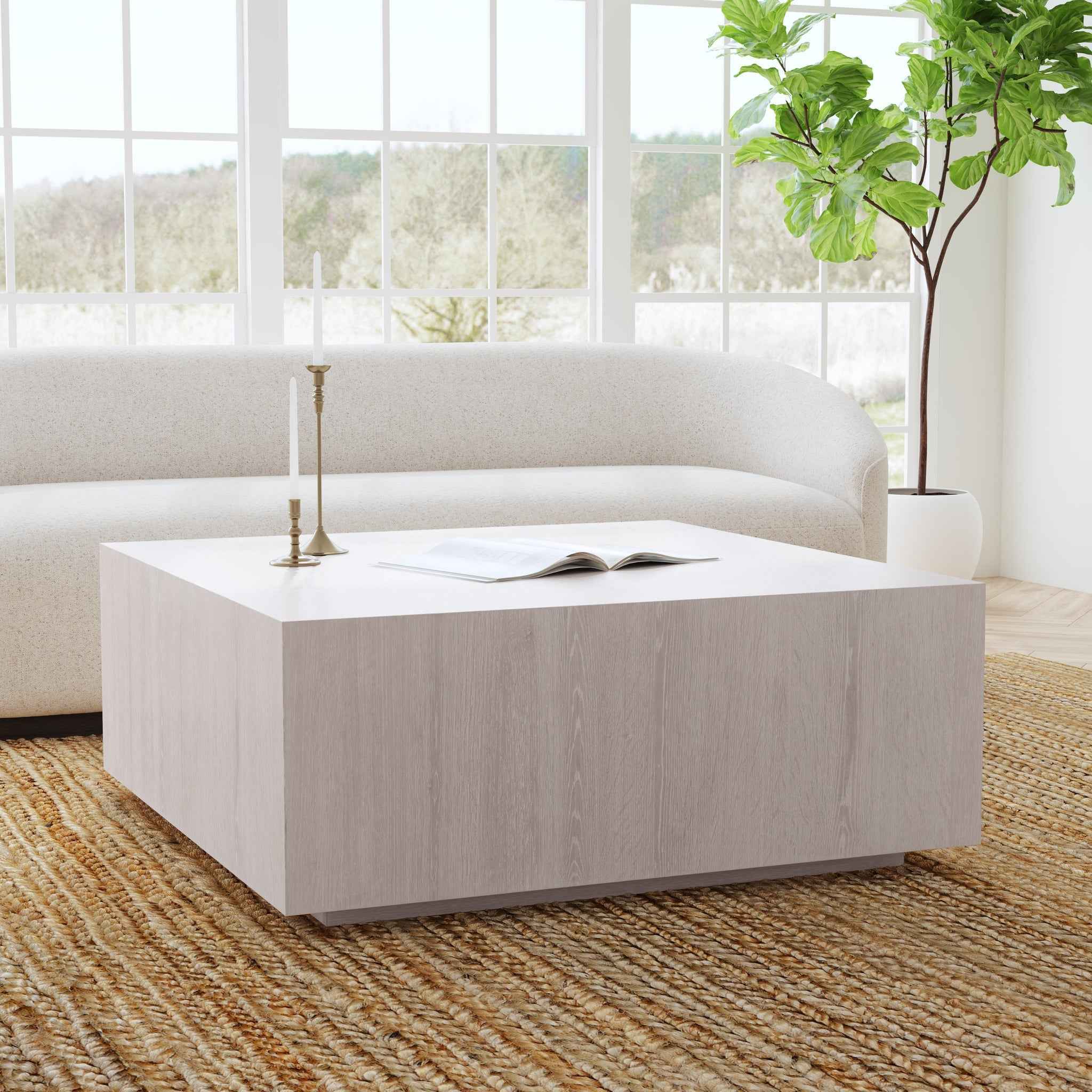Layne Coffee Table with Casters - Milk White - Image 5