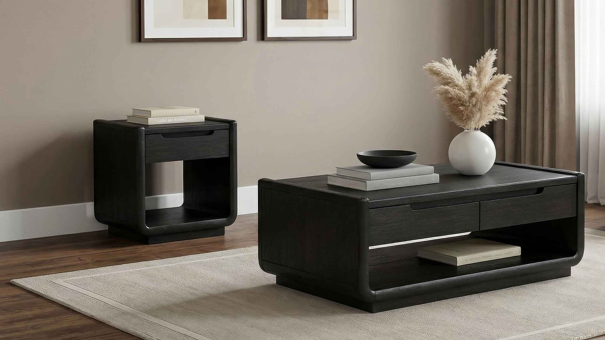 Leandro Burnished Black 2-drawer Wood Cocktail Coffee Table - Image 12