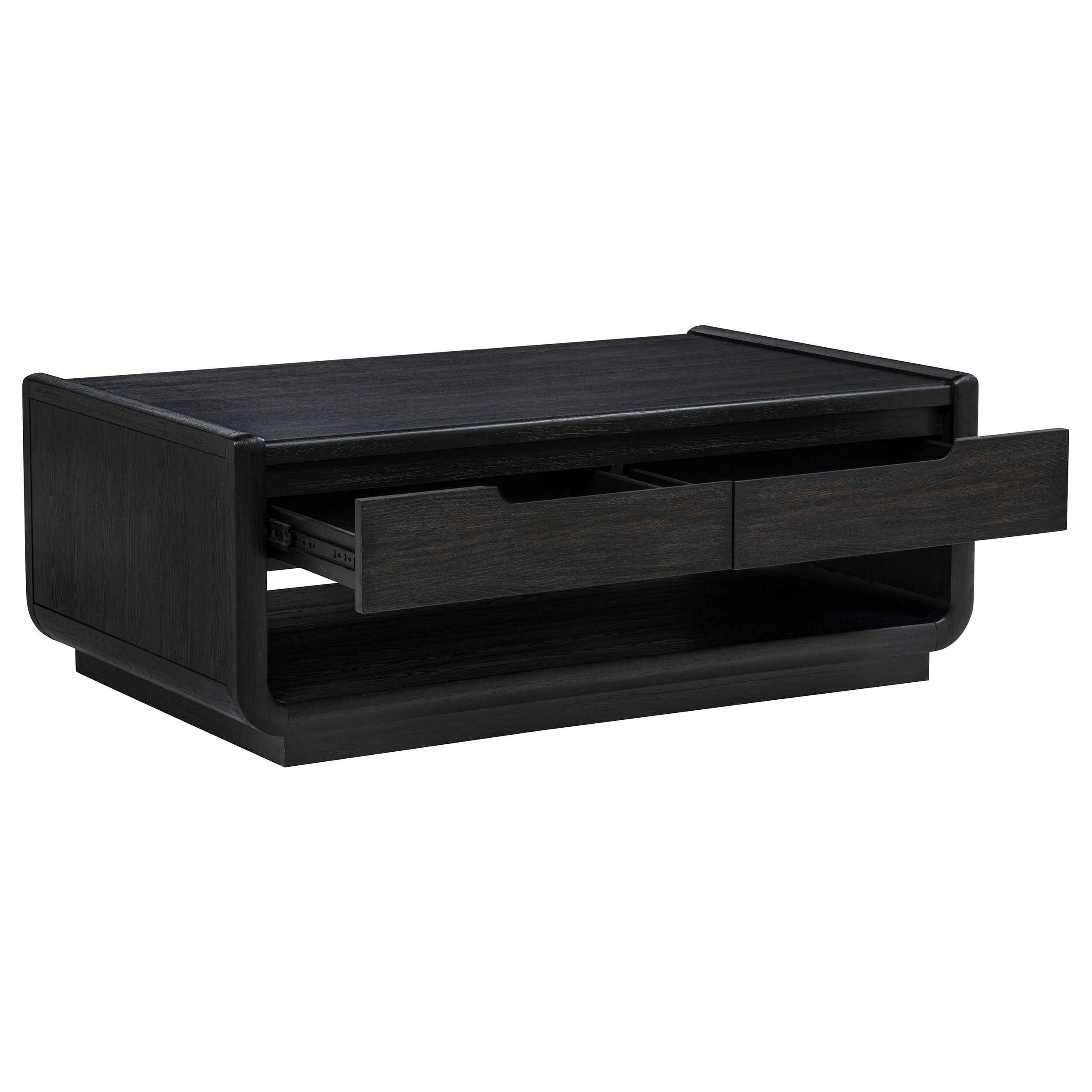 Leandro Burnished Black 2-drawer Wood Cocktail Coffee Table - Image 3