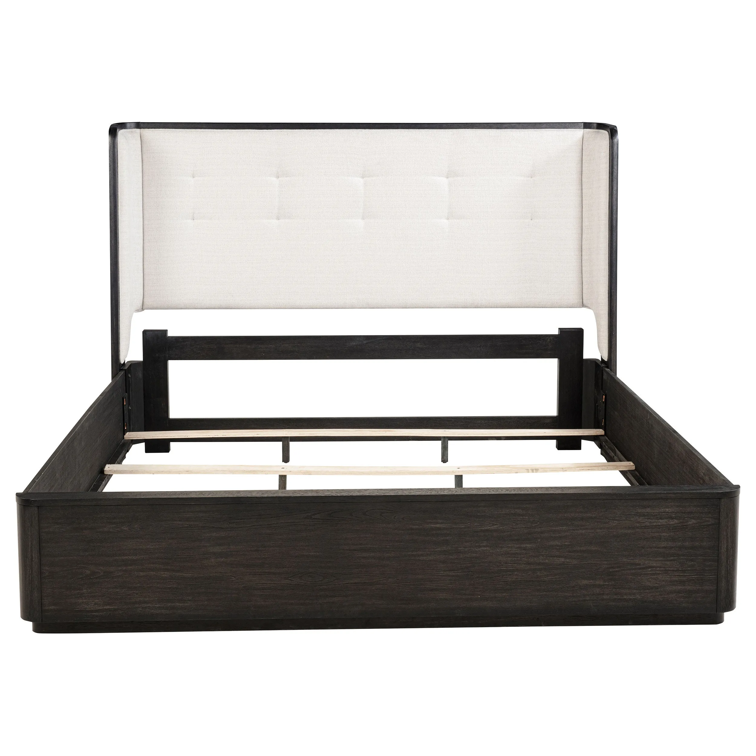 Leandro Burnished Black 55-inch Eastern King Wingback Bed - Image 3