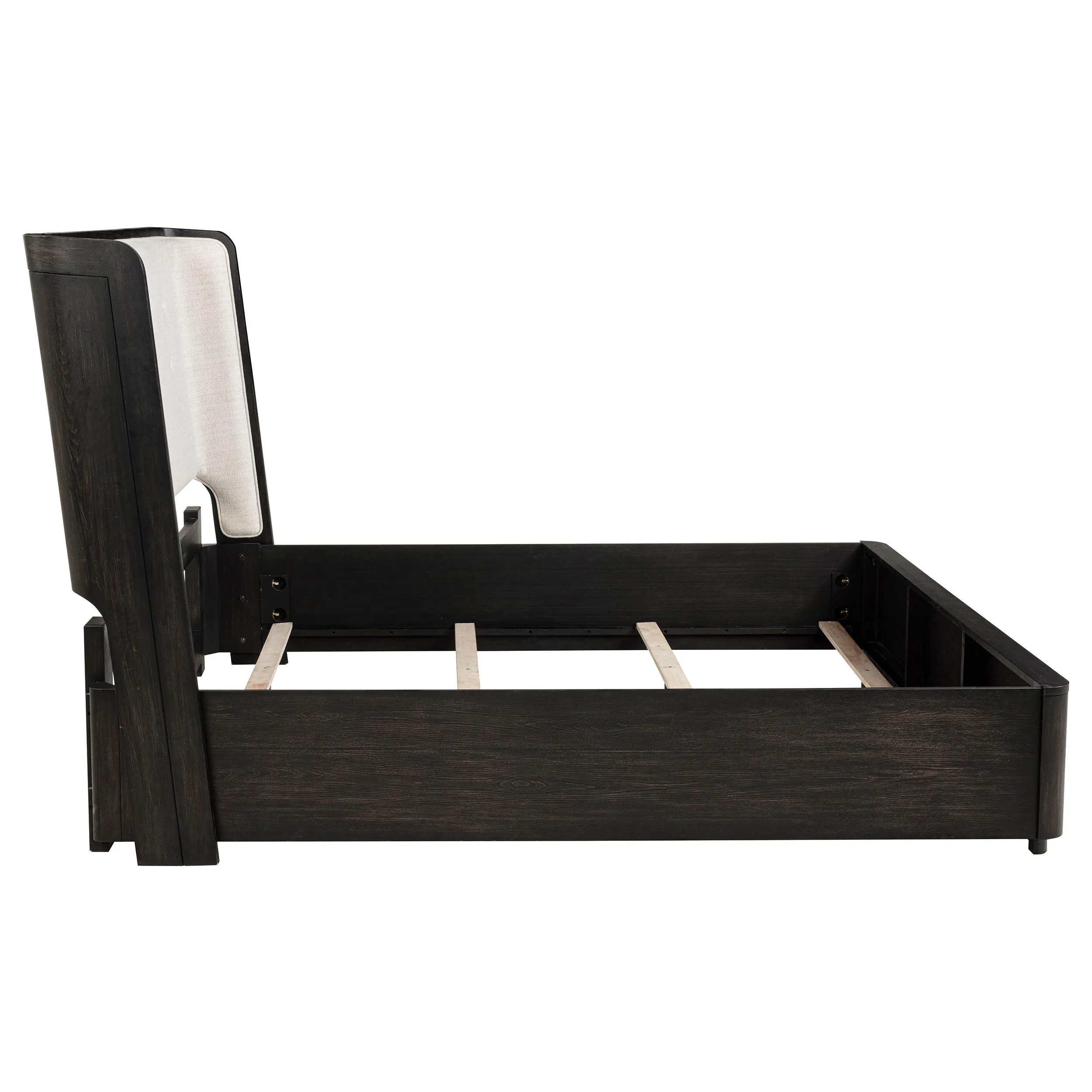 Leandro Burnished Black 55-inch Queen Wingback Bed - Image 5