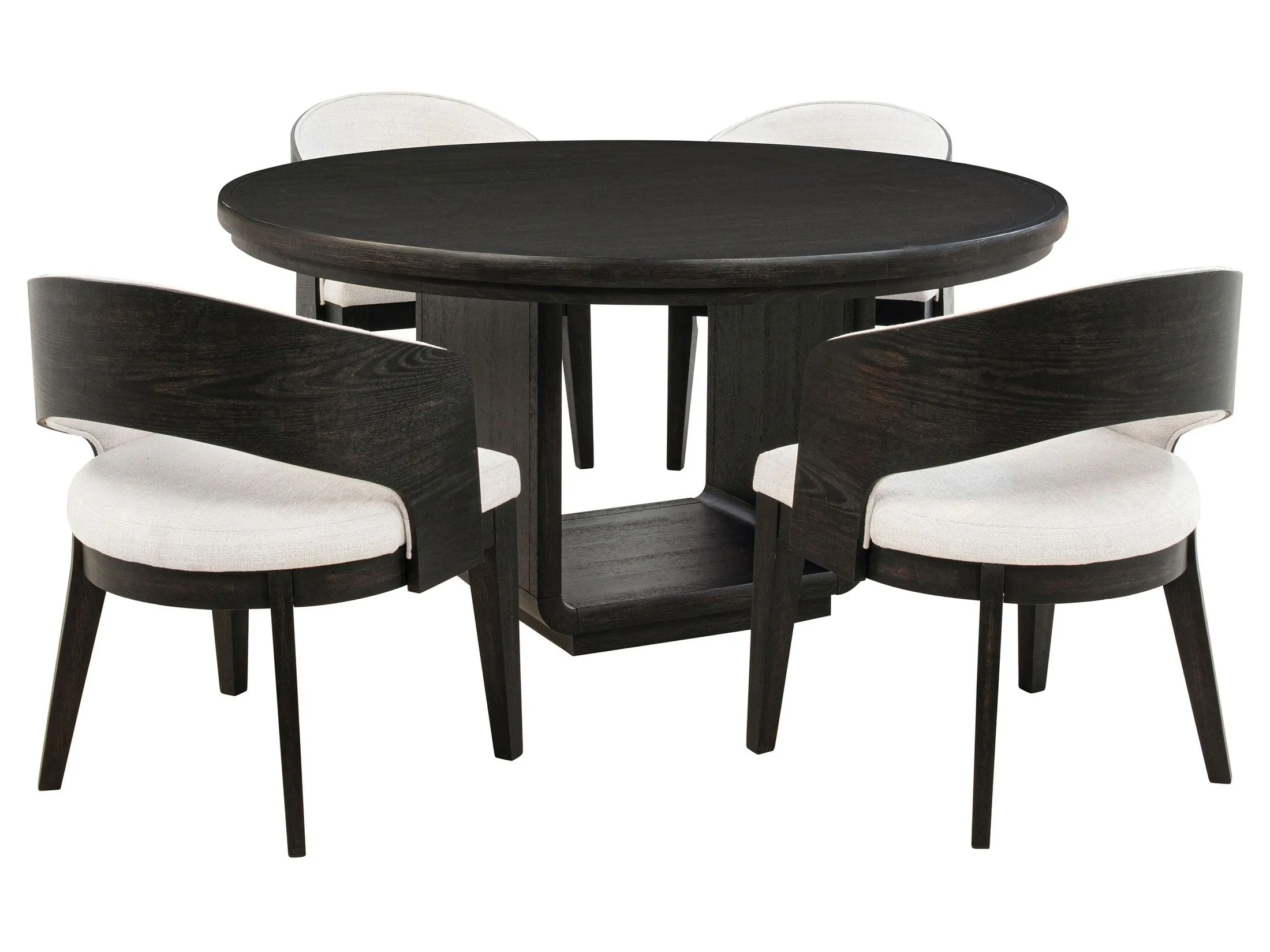 Leandro Burnished Black/Cream 5-piece Round Dining Table Set