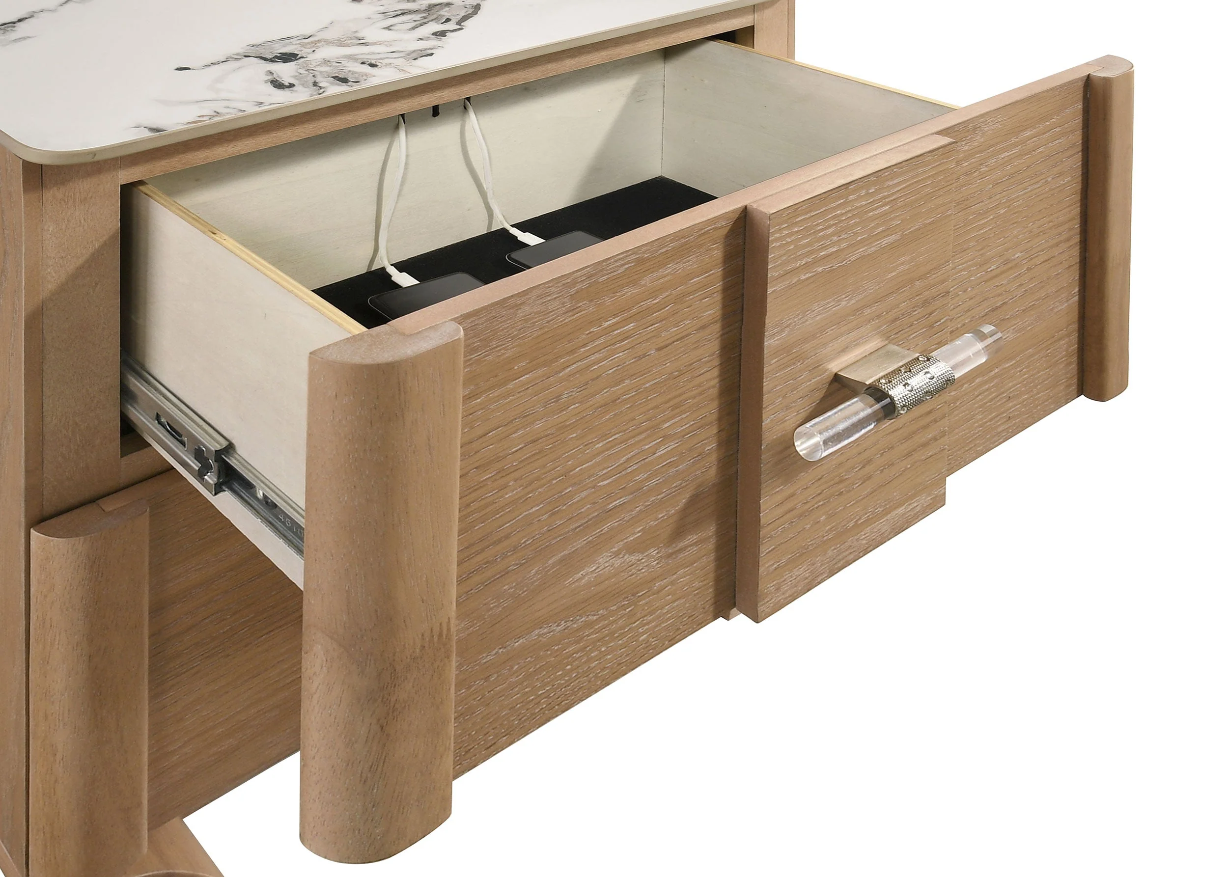 Leanne Light Oak 2-drawer Sinter Stone Top Nightstand - Image 10