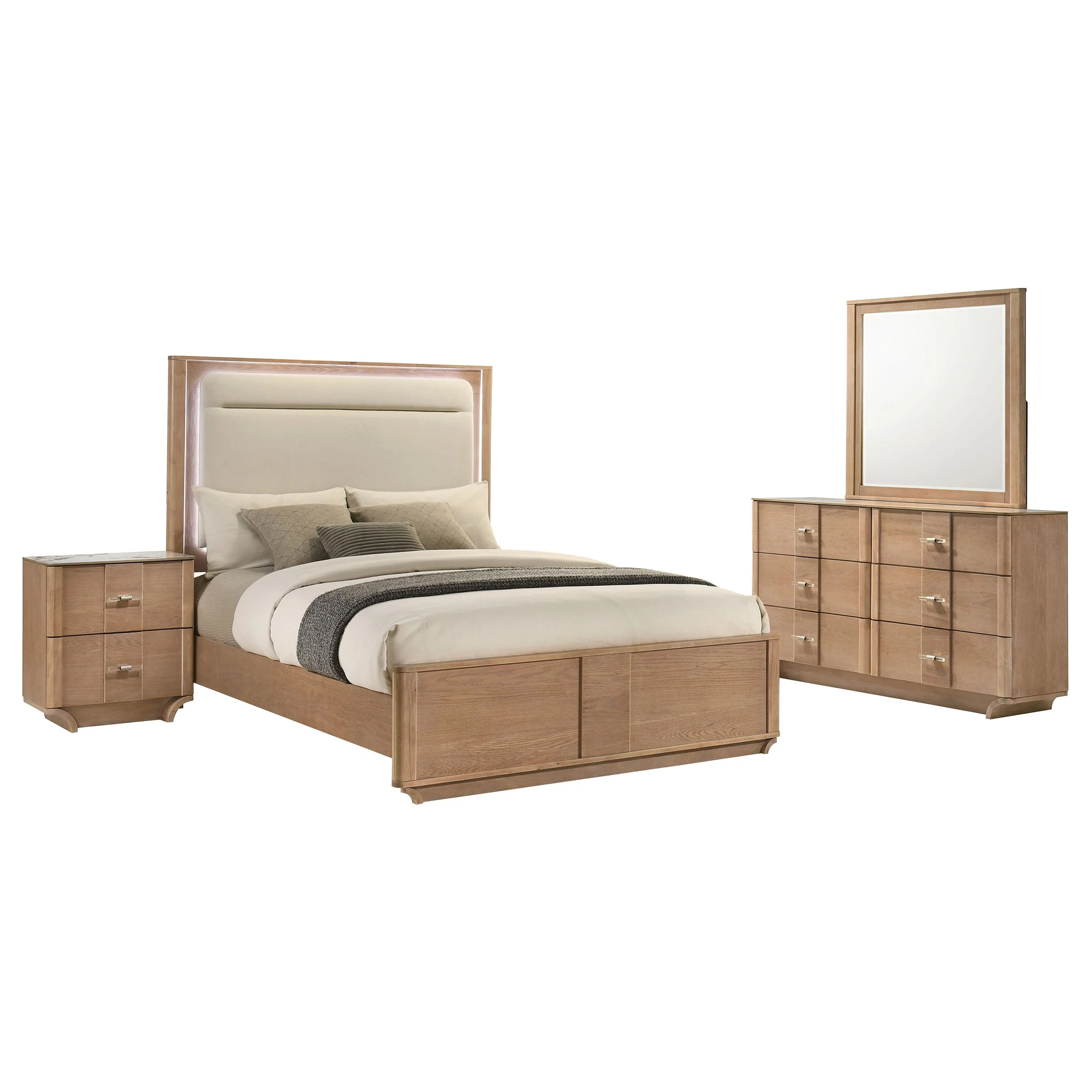 Leanne Light Oak 4-piece Queen Bedroom Set