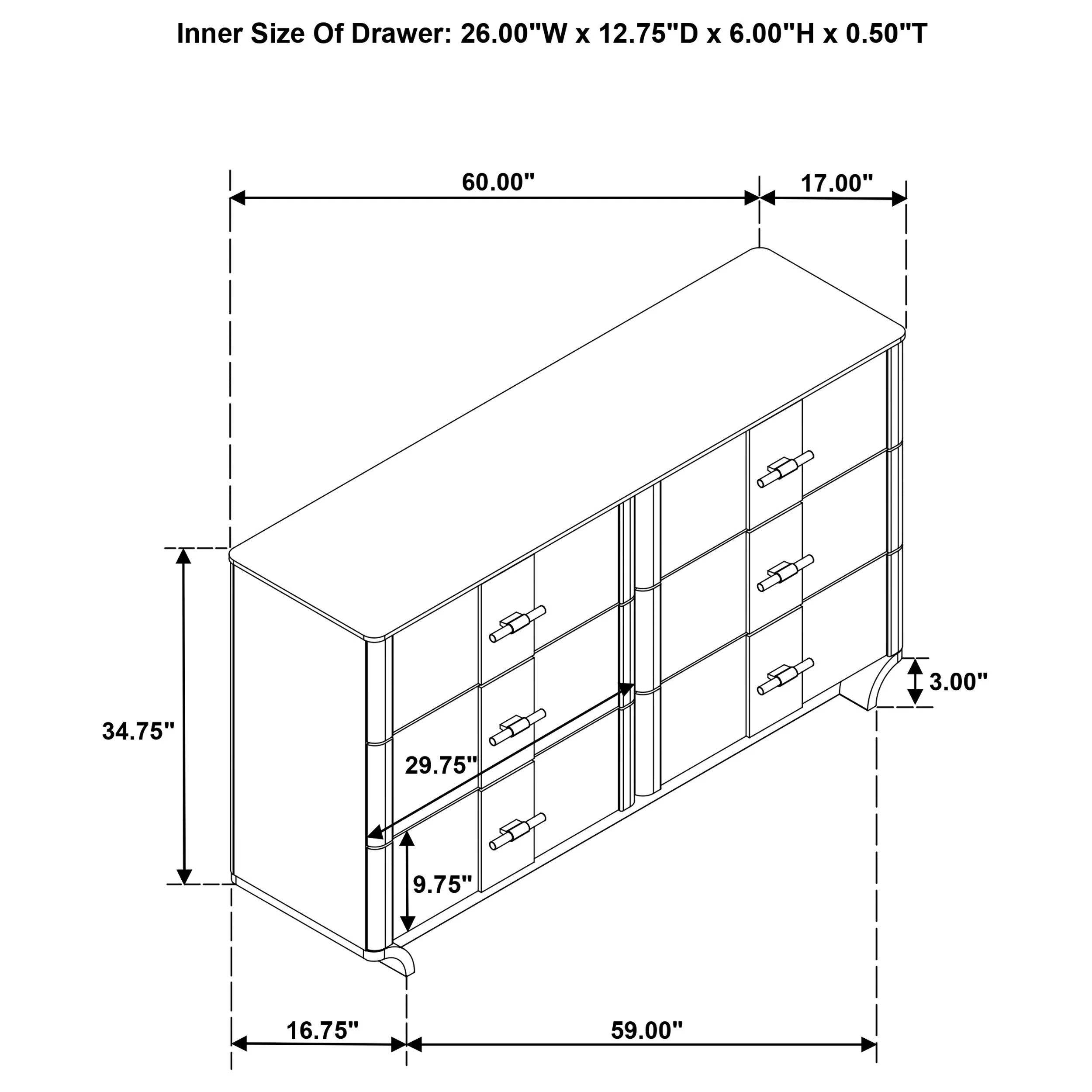 Leanne Light Oak 6-drawer Sinter Stone Top Dresser Cabinet - Image 14