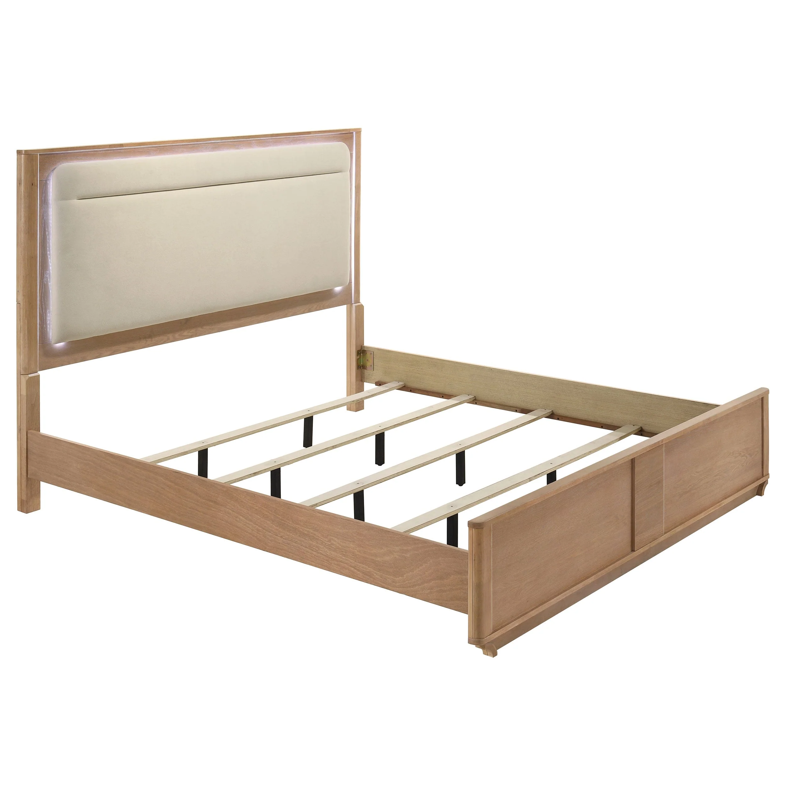 Leanne Off White/Light Oak Eastern King LED Panel Bed - Image 2