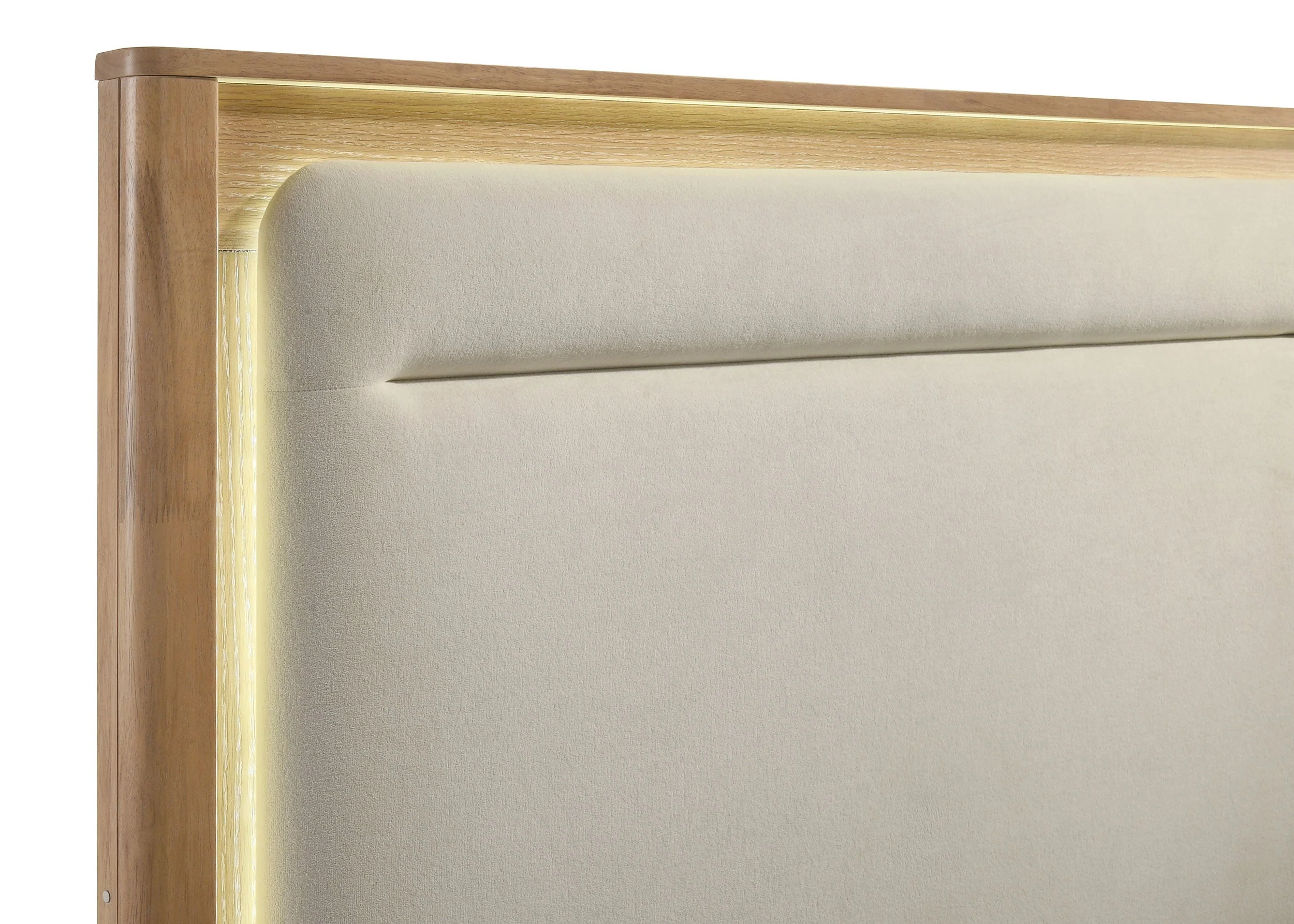 Leanne Off White/Light Oak Eastern King LED Panel Bed - Image 6