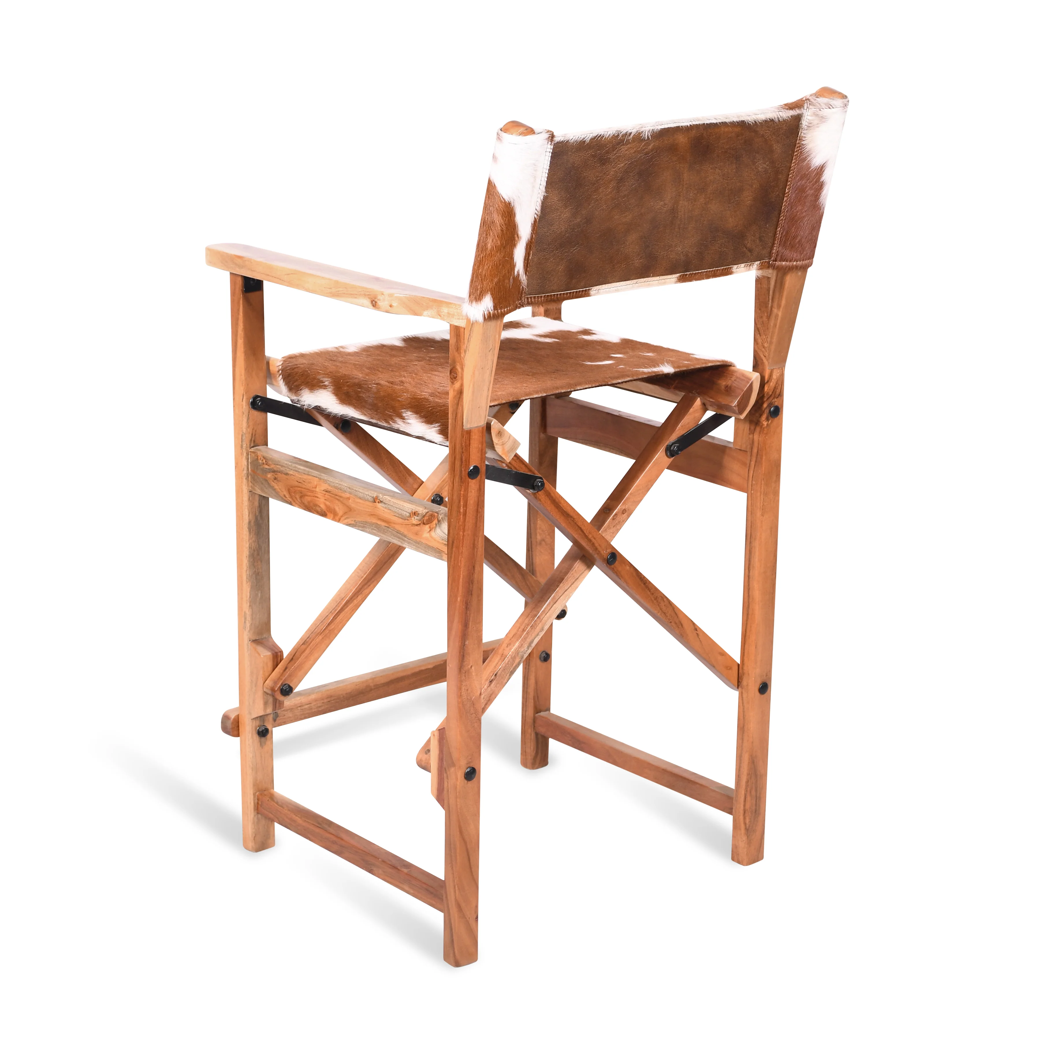 Leeds 23" Folding Counter Chair in Brown Hair on Hide - Image 2
