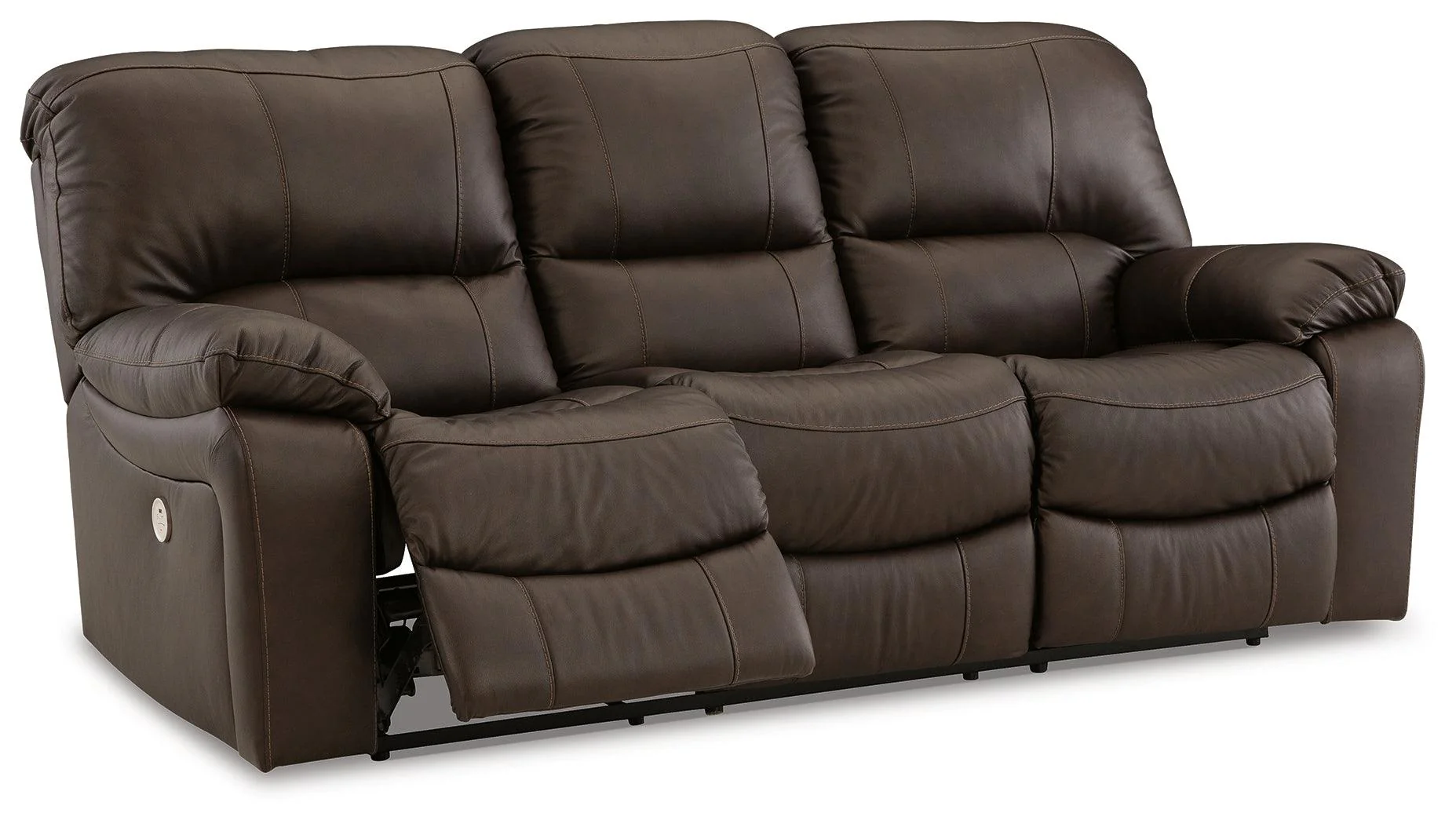 Leesworth Dark Brown Power Leather Reclining Sofa - Image 2