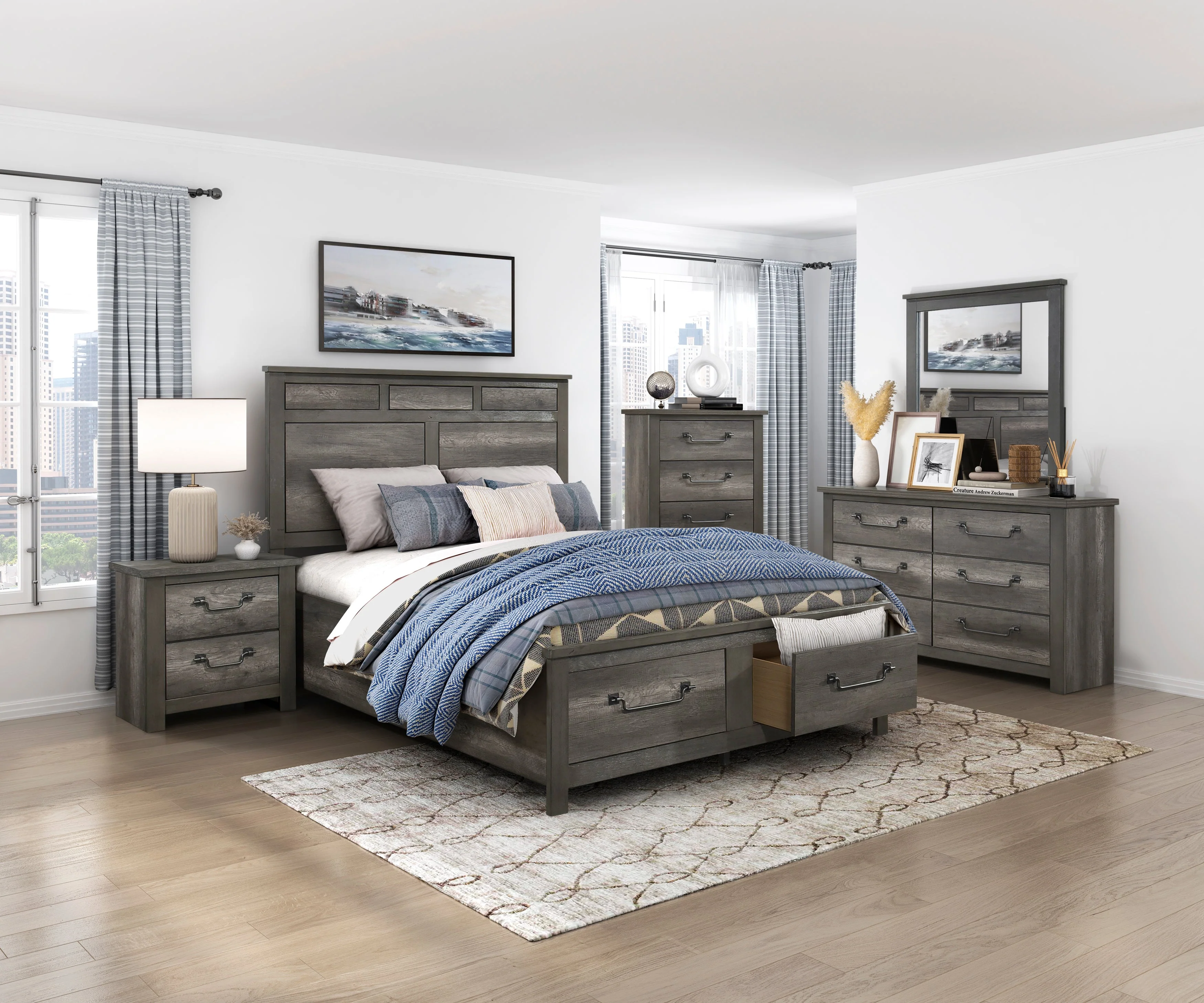 Lenior Gray Queen Storage Platform Bed - Image 8
