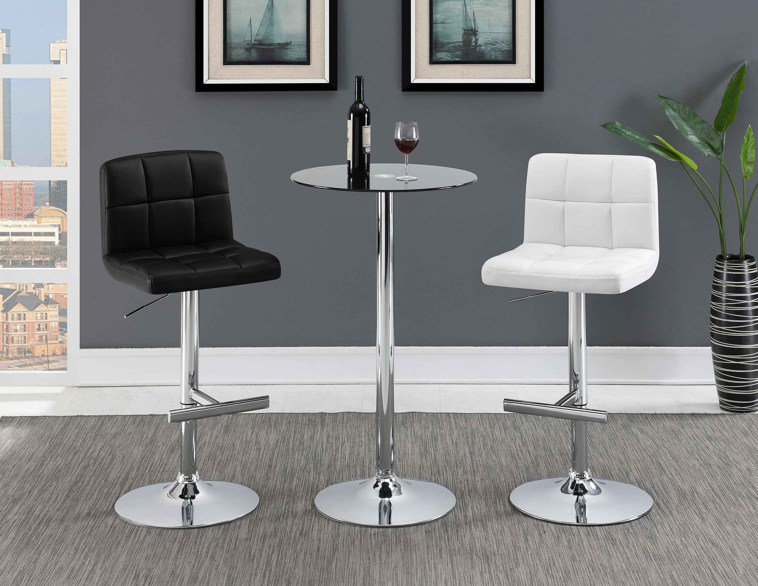 Lenny Black Upholstered Adjustable Bar Stool (Set of 2) - Image 13
