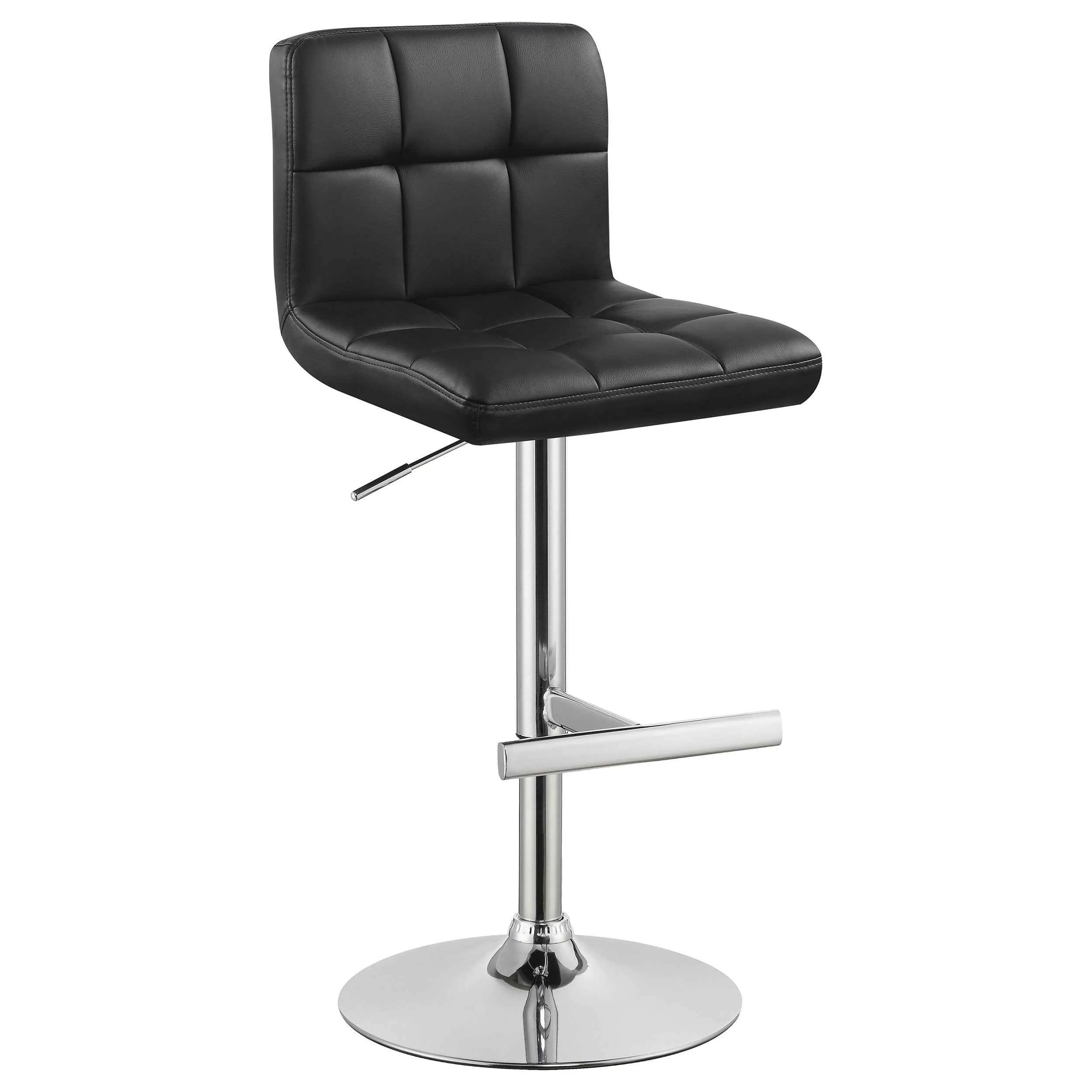Lenny Black Upholstered Adjustable Bar Stool (Set of 2) - Image 4