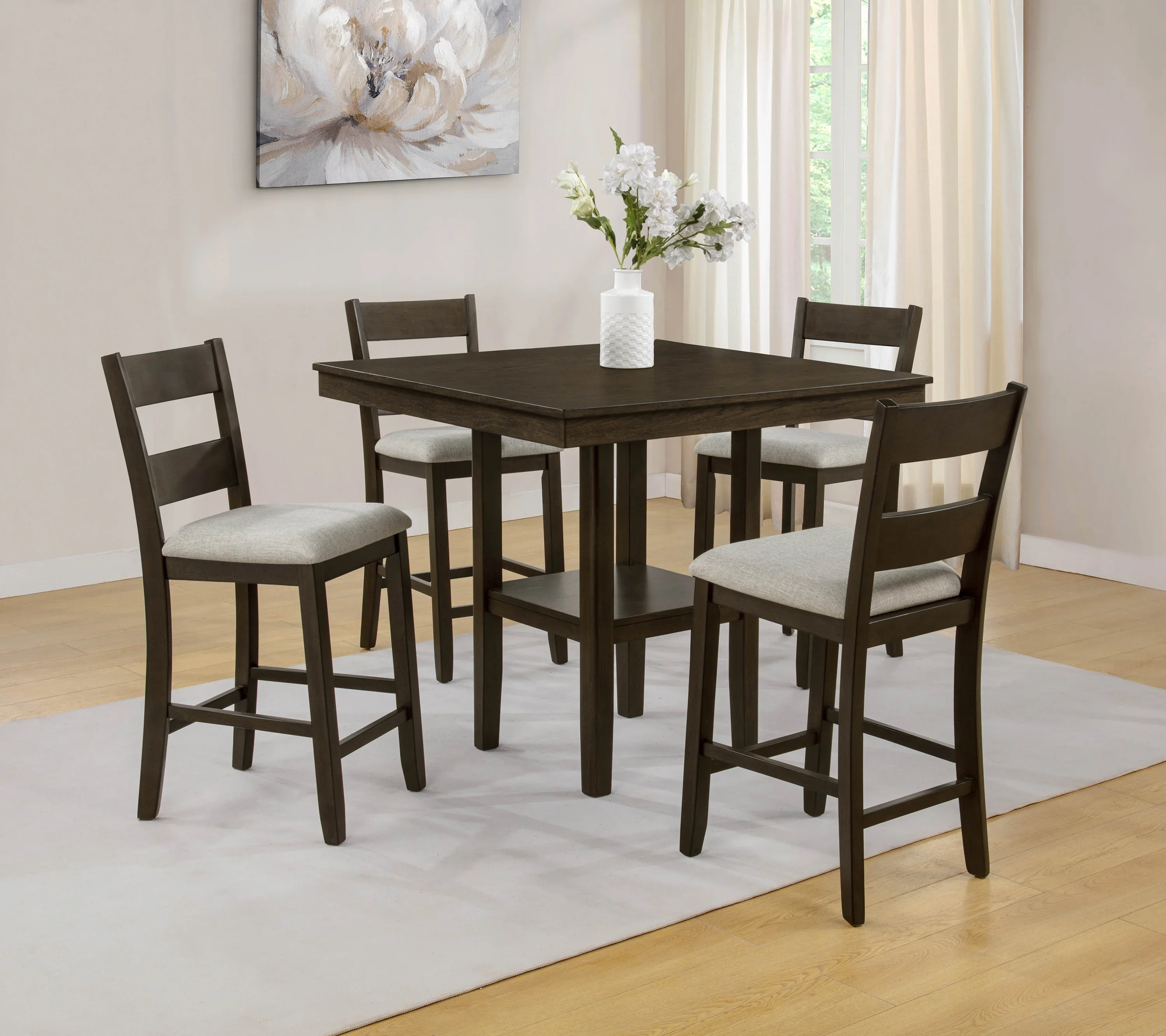 Lester Brown 5-Piece Counter Height Dining Set