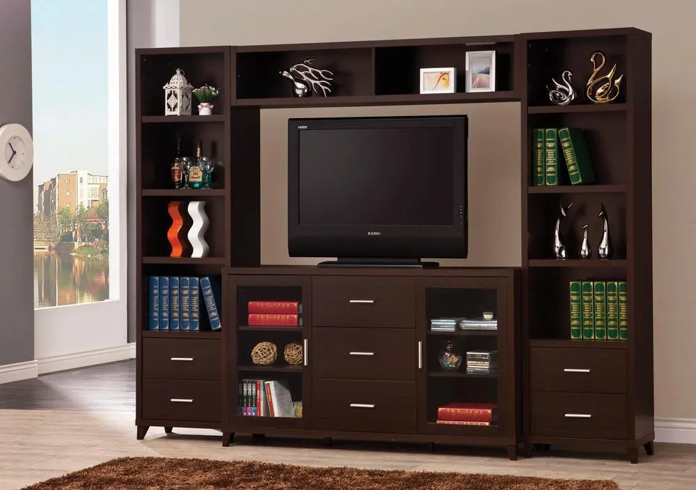 Lewes Cappuccino 2-Door TV Stand with Adjustable Shelves - Image 2