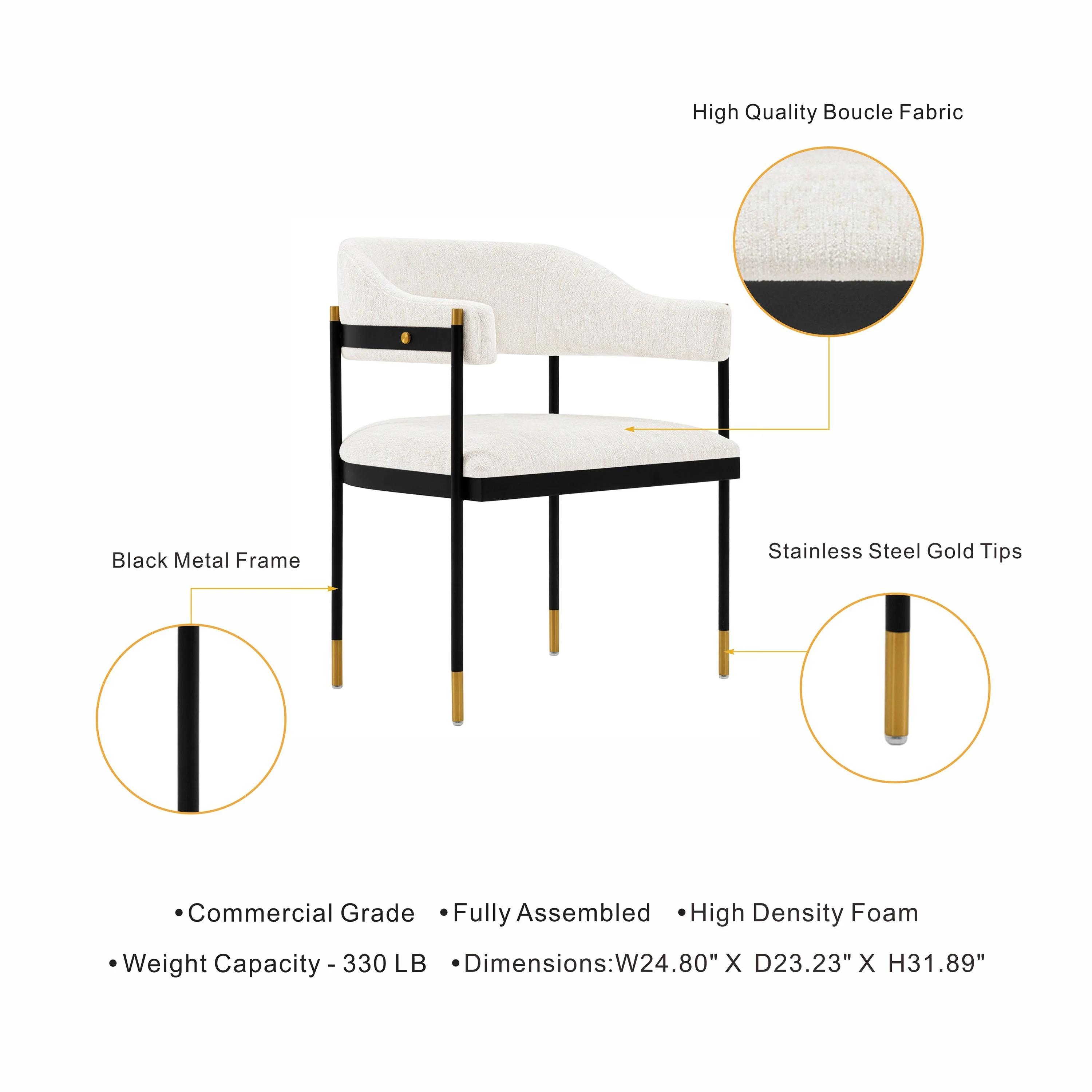 Lia Dining Armchair in Cream - Image 10