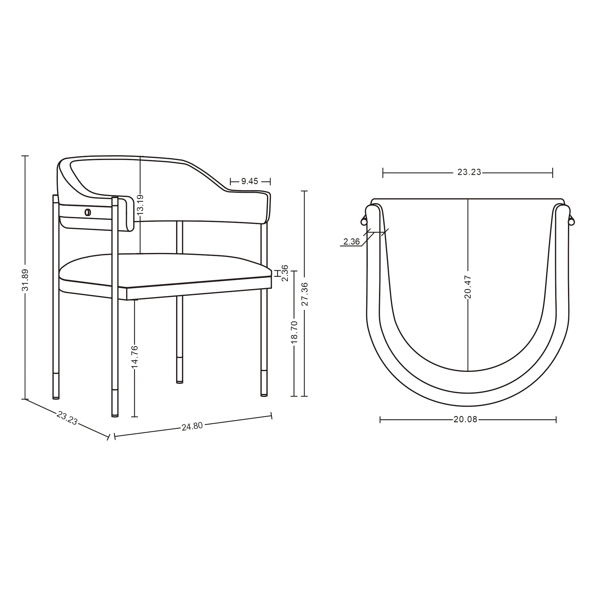 Lia Dining Armchair in Grey (set of 2) - Image 3