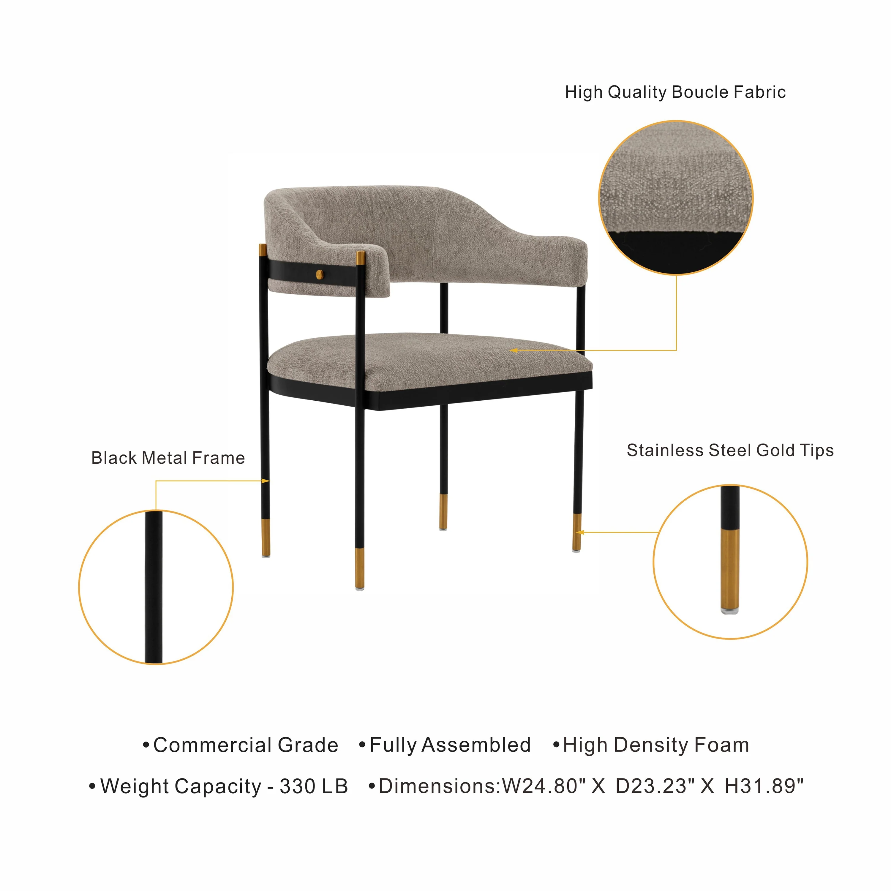 Lia Dining Armchair in Stone - Image 4