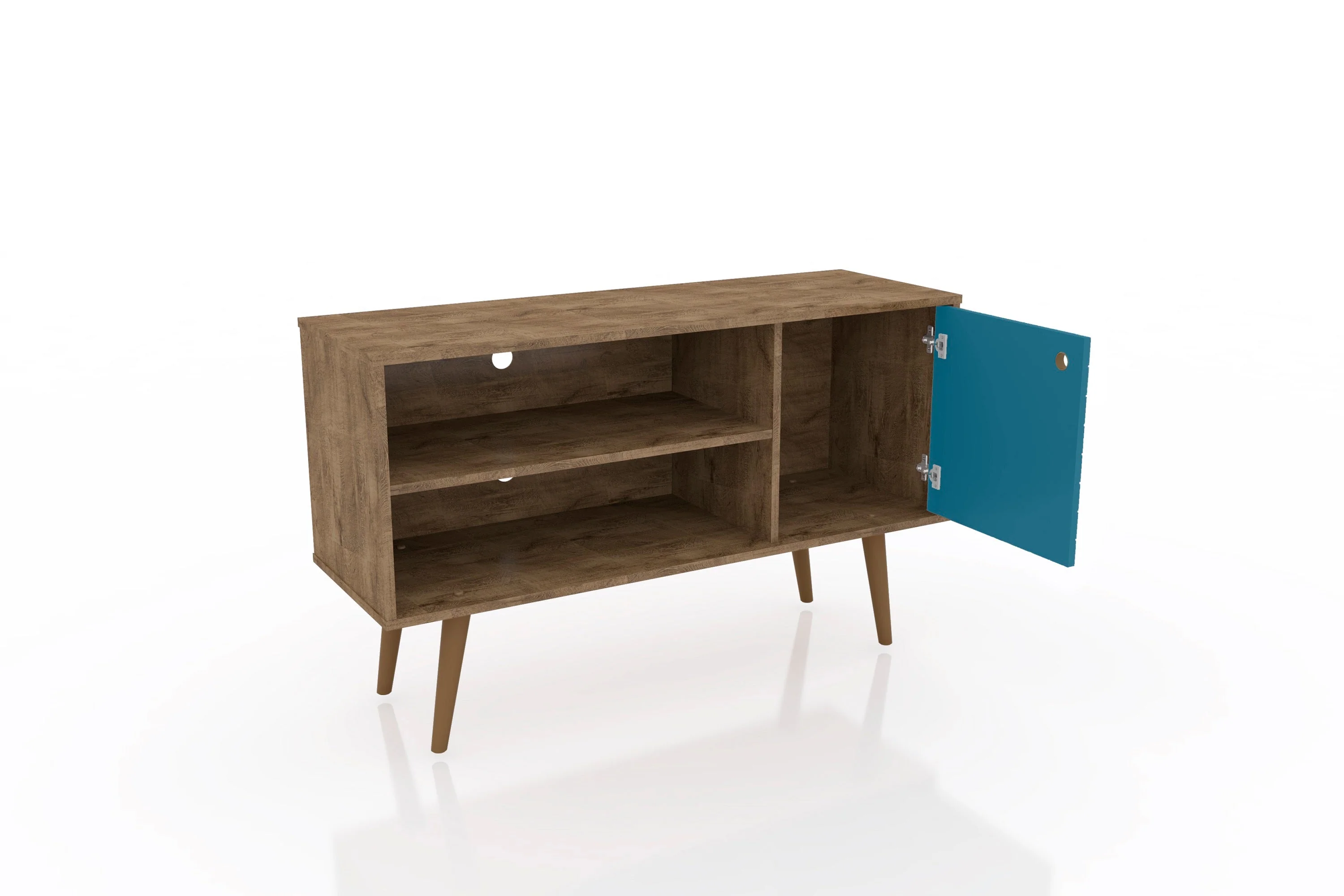 Liberty 42.52 TV Stand in Rustic Brown and Aqua Blue - Image 4