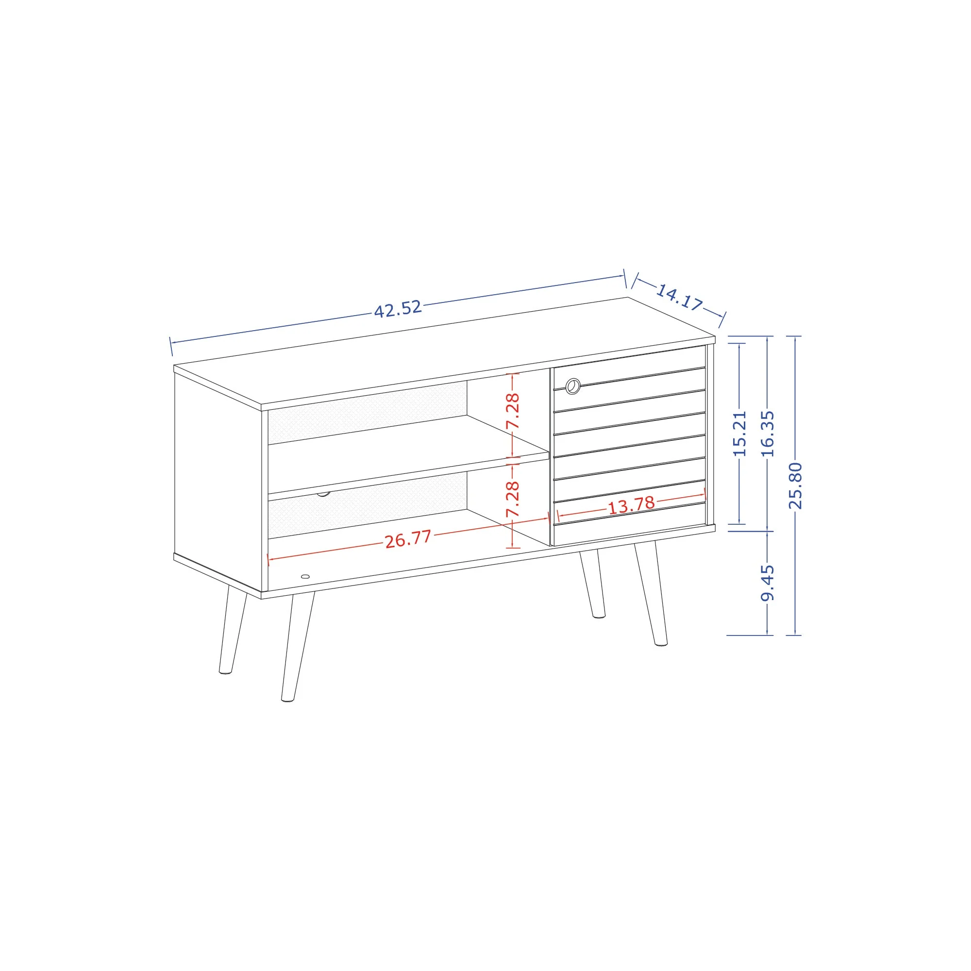 Liberty 42.52 TV Stand in White and Aqua Blue - Image 3