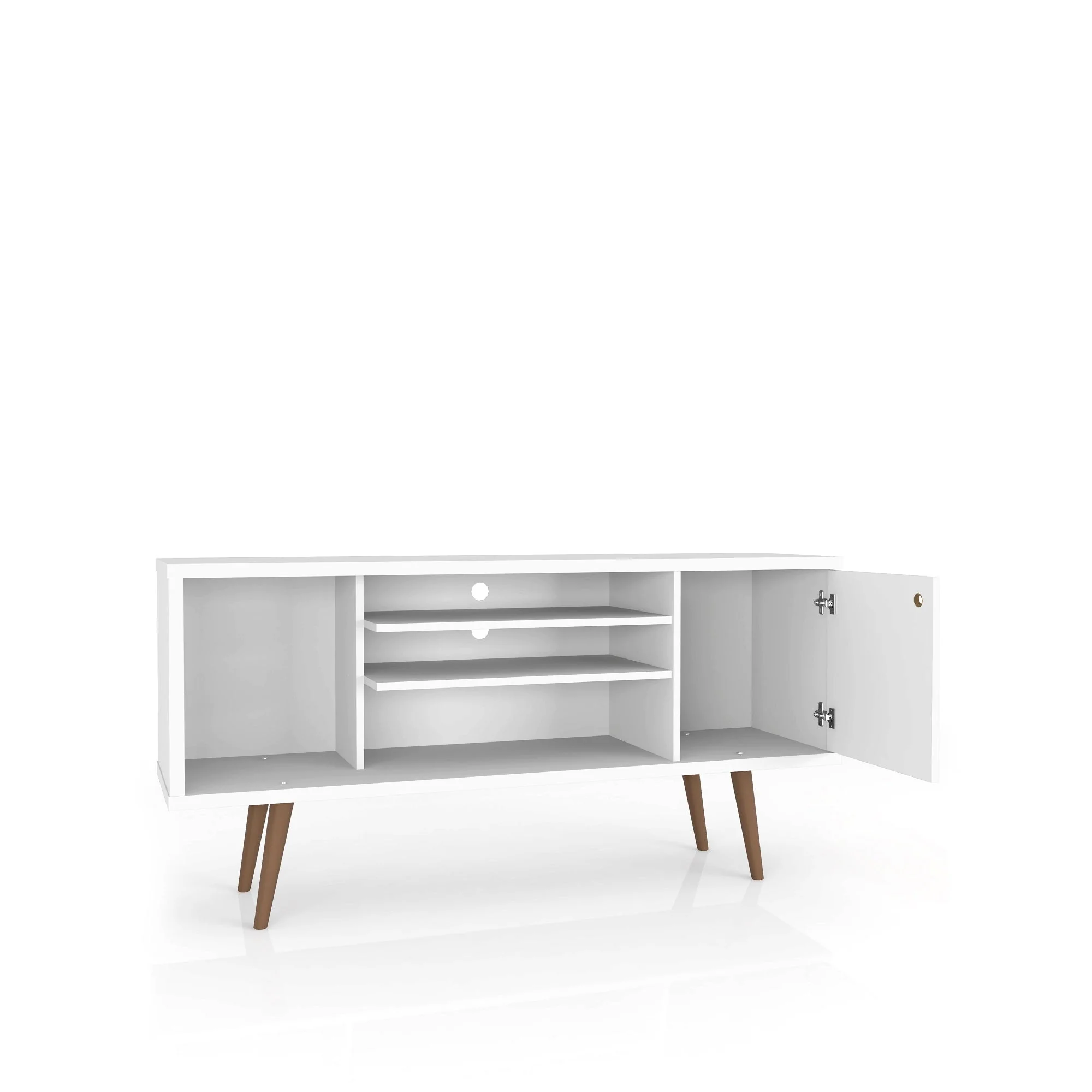 Liberty 53.14" Mid-Century Modern TV Stand in White and 3D Brown Prints - Image 4