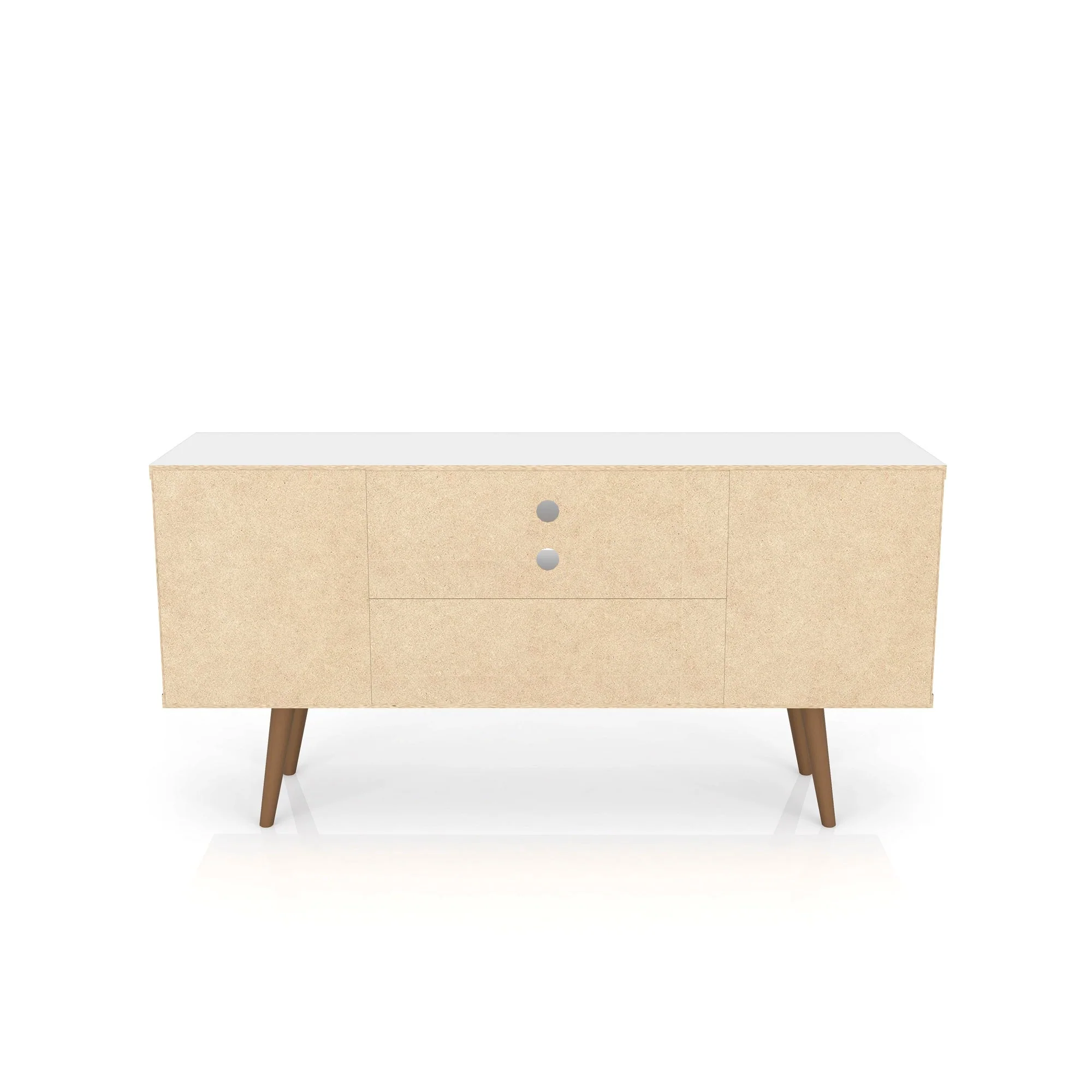 Liberty 53.14" Mid-Century Modern TV Stand in White and 3D Brown Prints - Image 9
