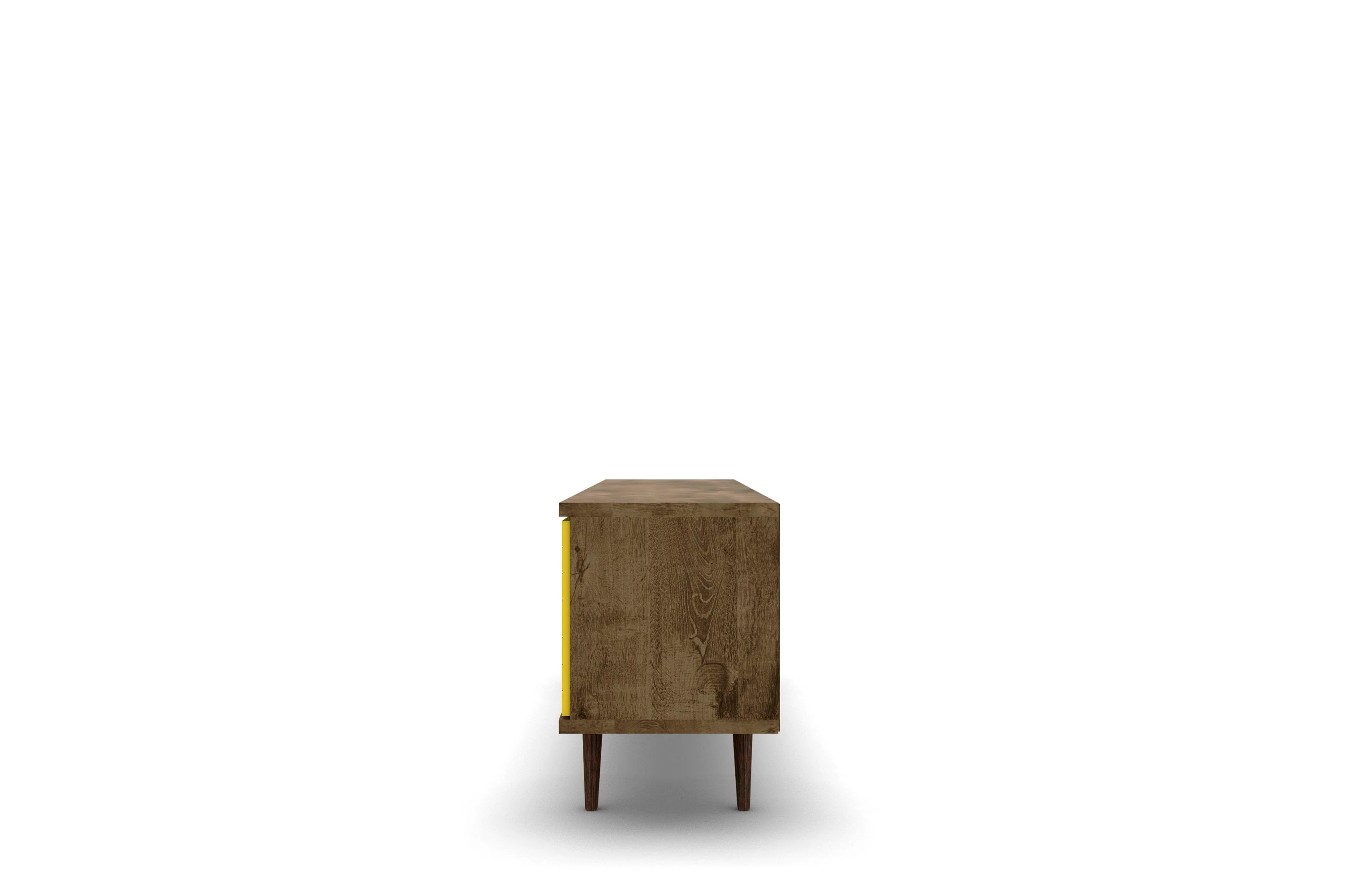 Liberty 62.99" Mid-Century Modern TV Stand in Rustic Brown and Yellow - Image 5