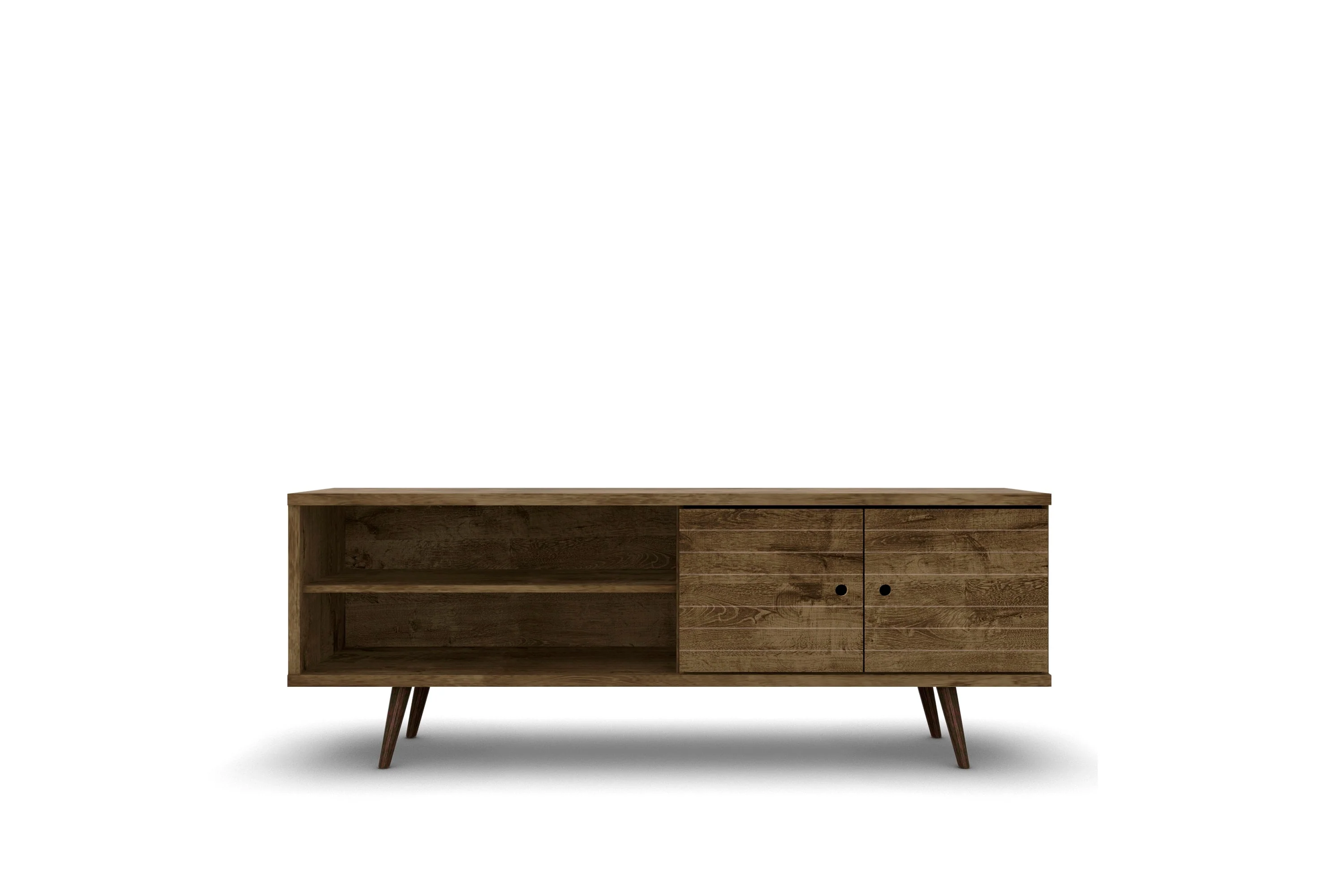 Liberty 62.99" Mid-Century Modern TV Stand in Rustic Brown - Image 8