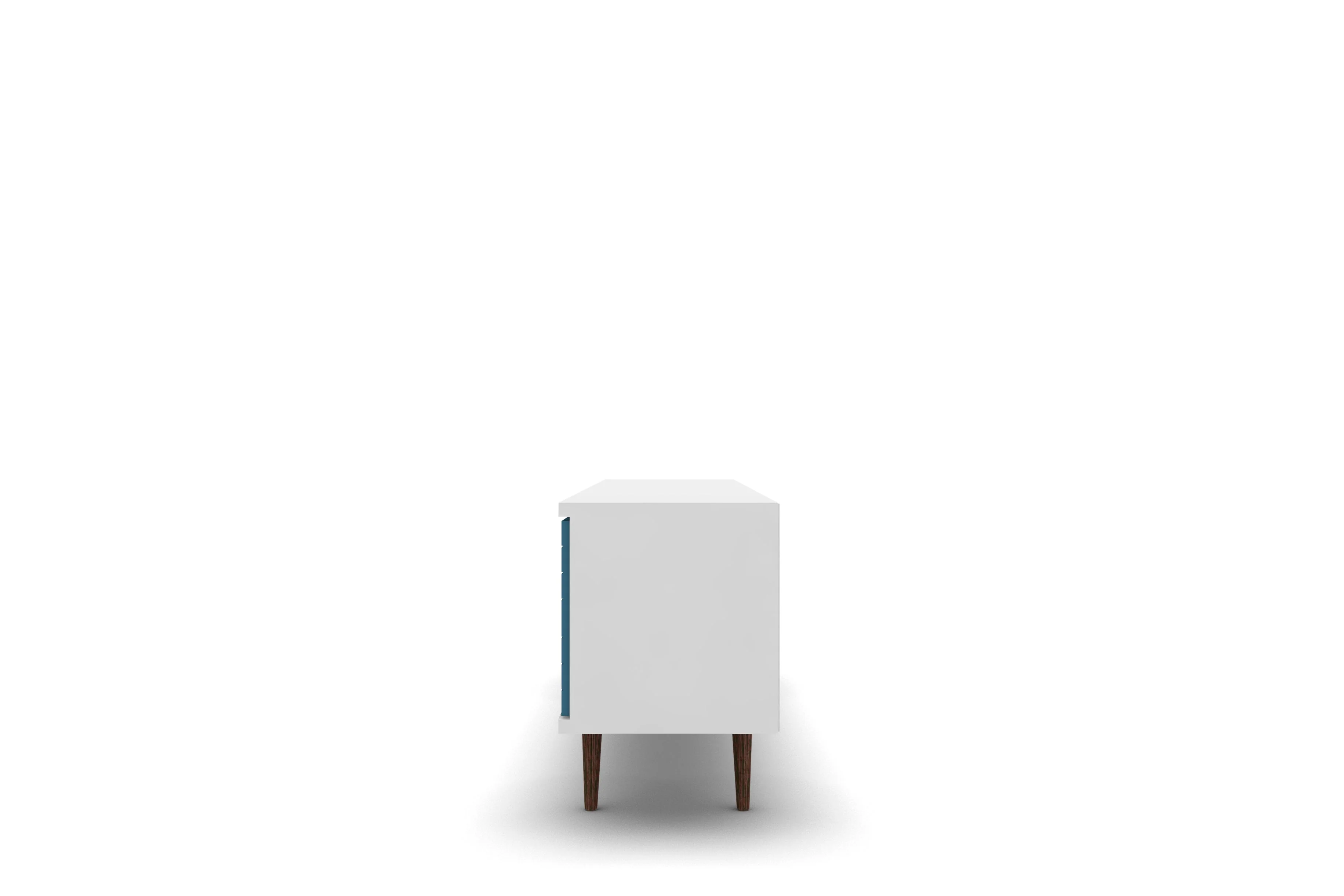 Liberty 62.99" Mid-Century Modern TV Stand in White and Aqua Blue - Image 6