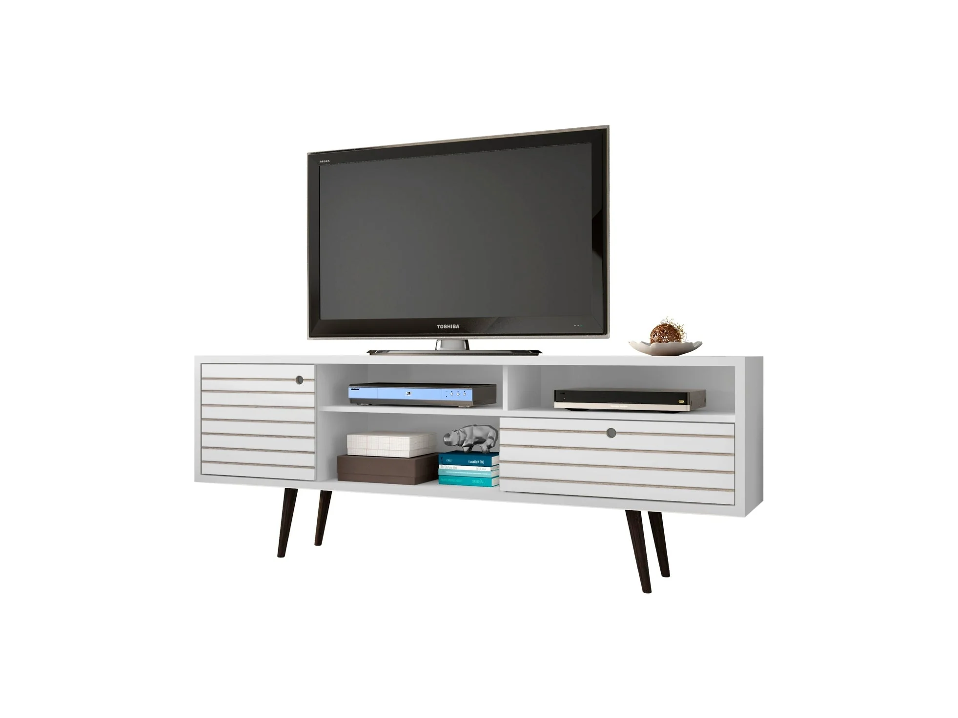 Liberty 70.86" Mid-Century Modern TV Stand in White