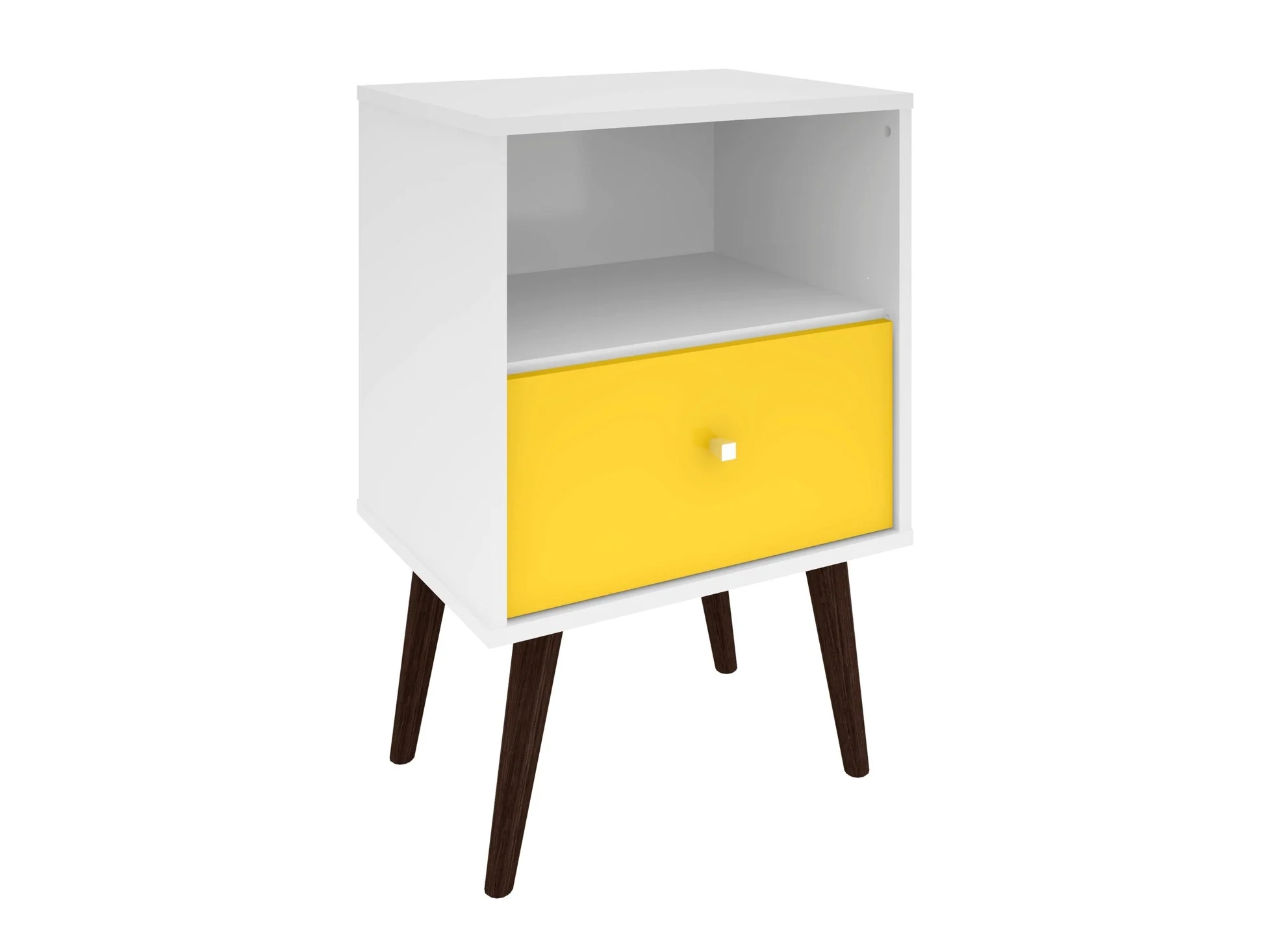 Liberty Mid-Century Modern Nightstand 1.0 in White and Yellow