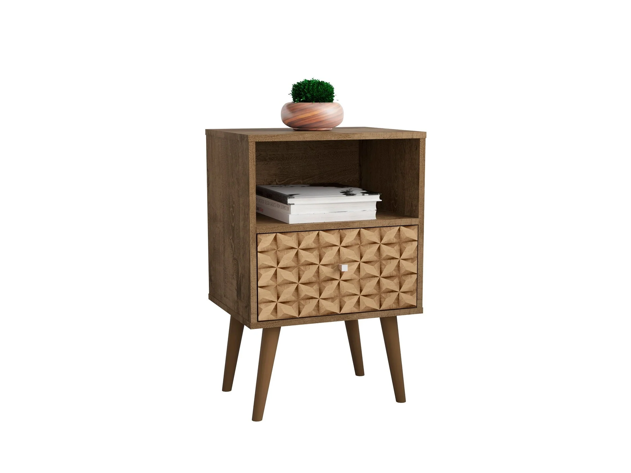 Liberty Nightstand 1.0 in Rustic Brown and 3D Brown Prints