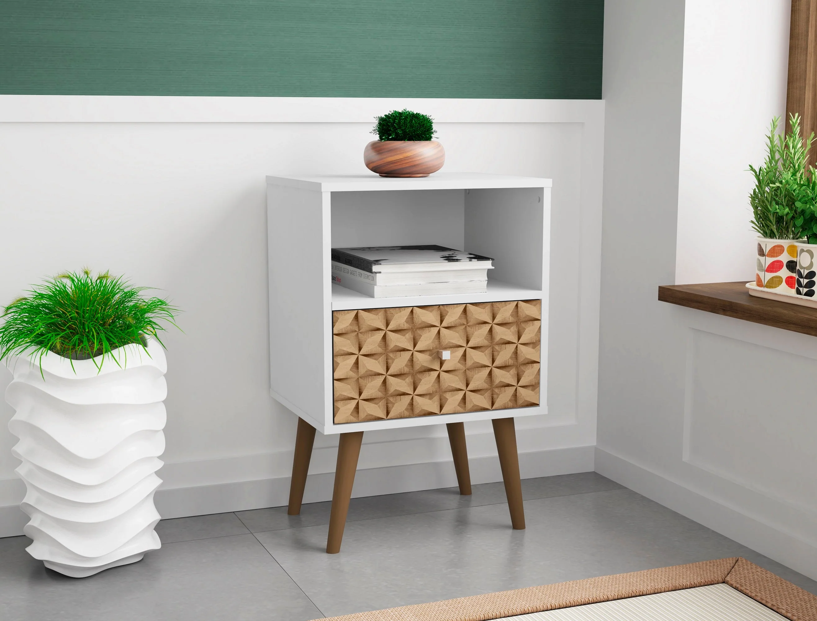 Liberty Nightstand 1.0 in White and 3D Brown Prints - Image 2
