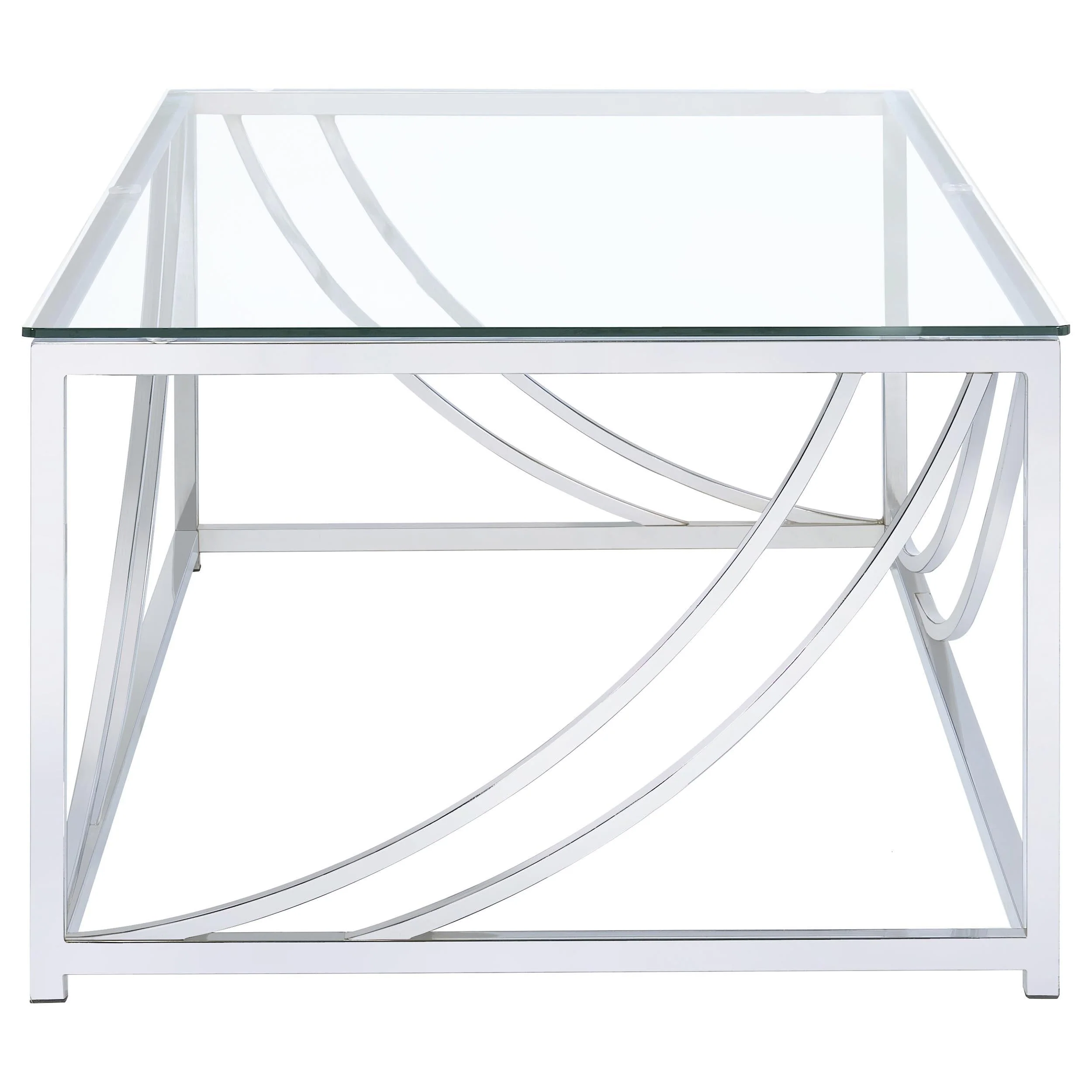Lille Chrome 2-Piece Glass Top Coffee and End Table Set - Image 7