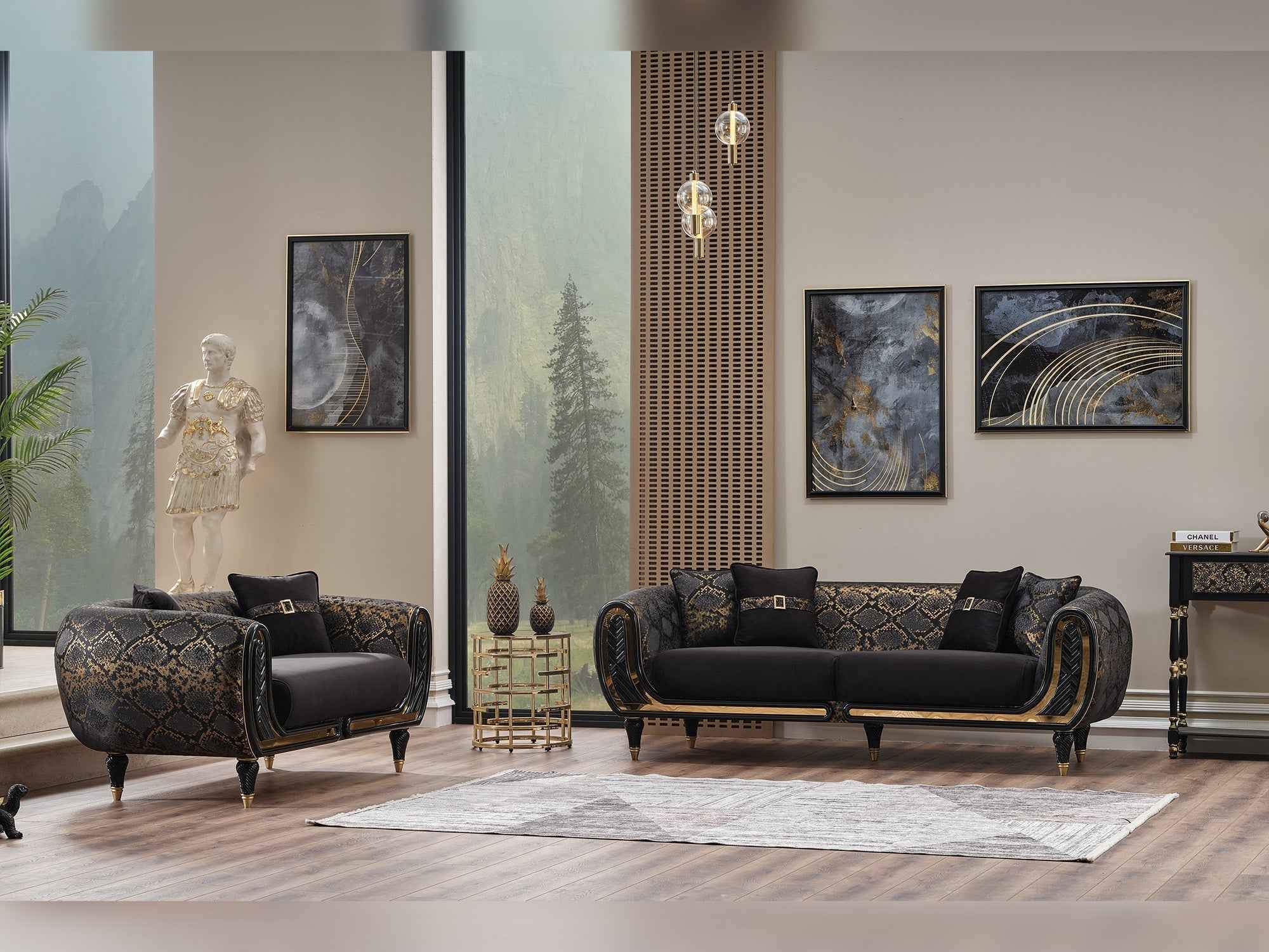 Lima Black 3-pieces (Sofa & Loveseat & Chair) Living Room Set - Image 3