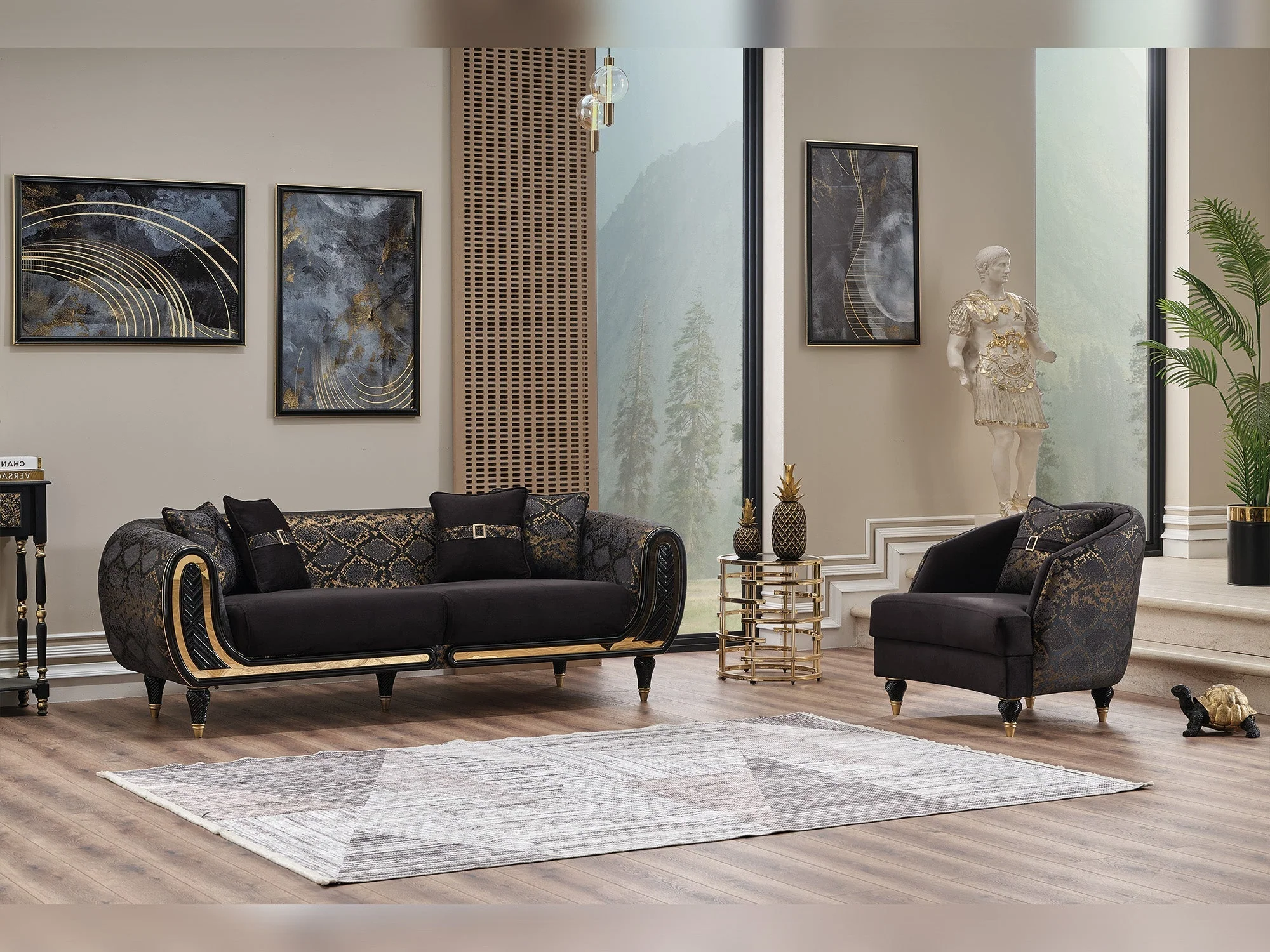 Lima Black 3-pieces (Sofa & Loveseat & Chair) Living Room Set - Image 4