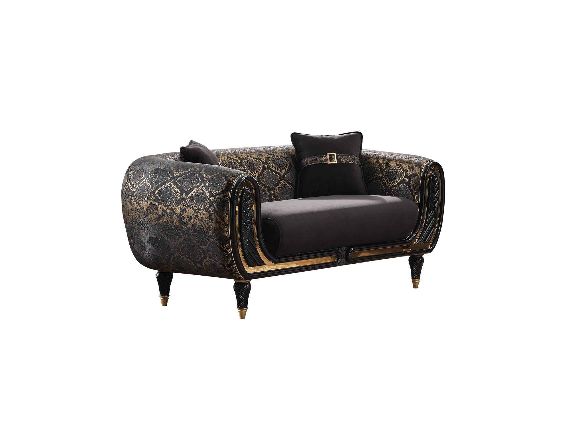 Lima Black Stationary Loveseat