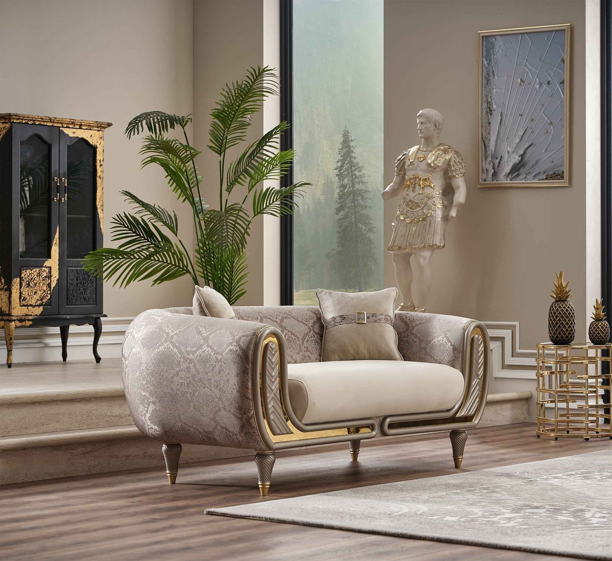 Lima Cream Stationary Loveseat - Image 2