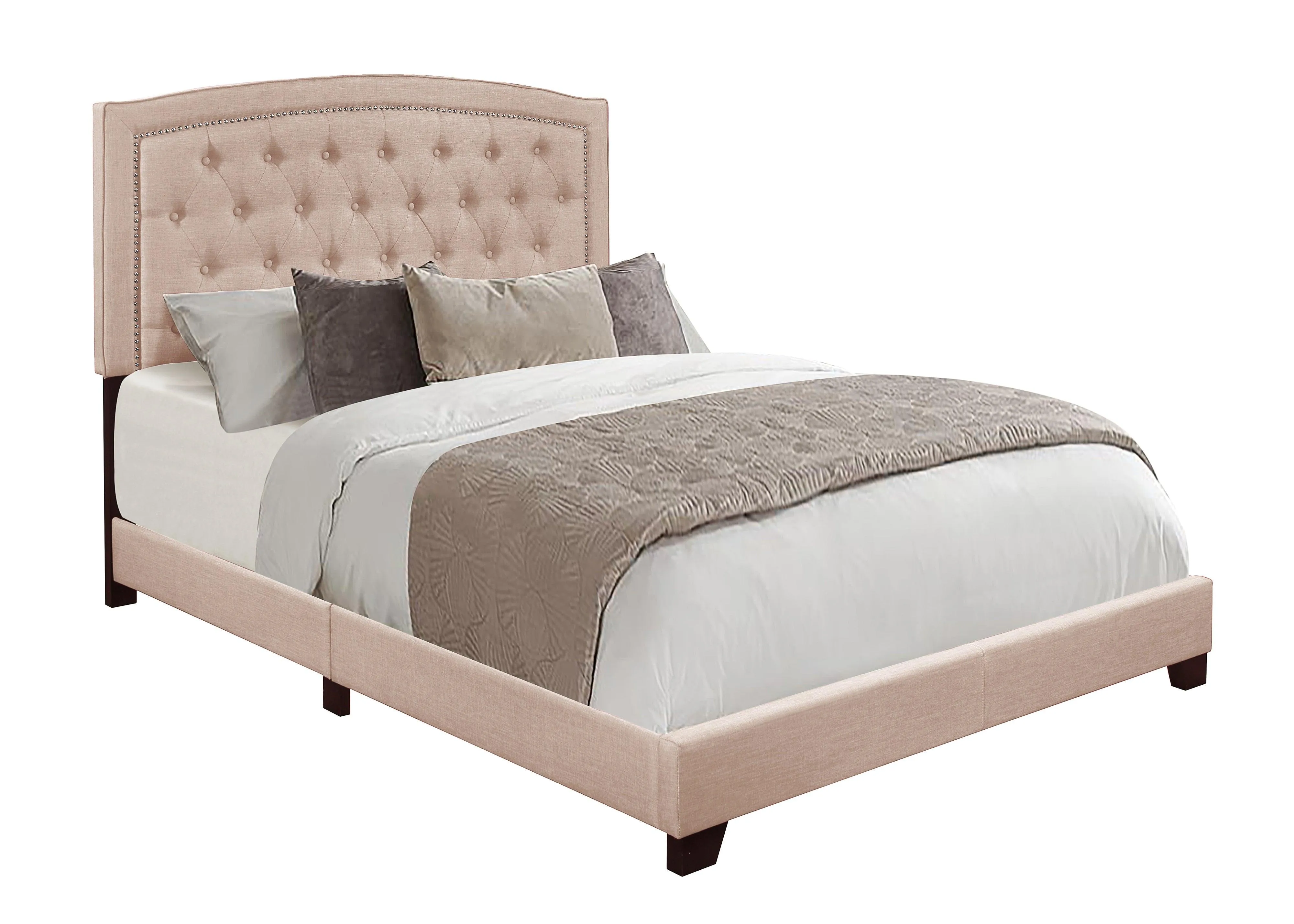Linda Beige King Upholstered Bed - Image 3
