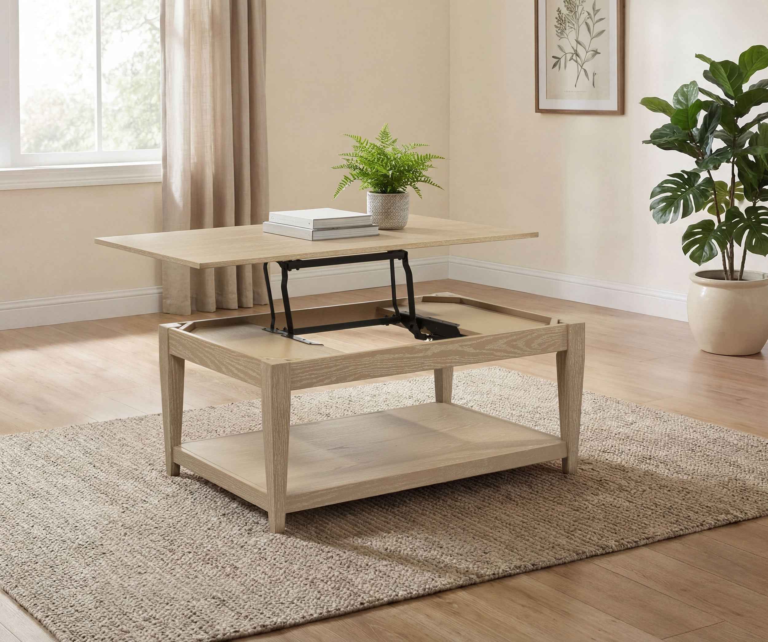 Lindenton Blonde Lift-Top Occasional Cocktail Coffee Table