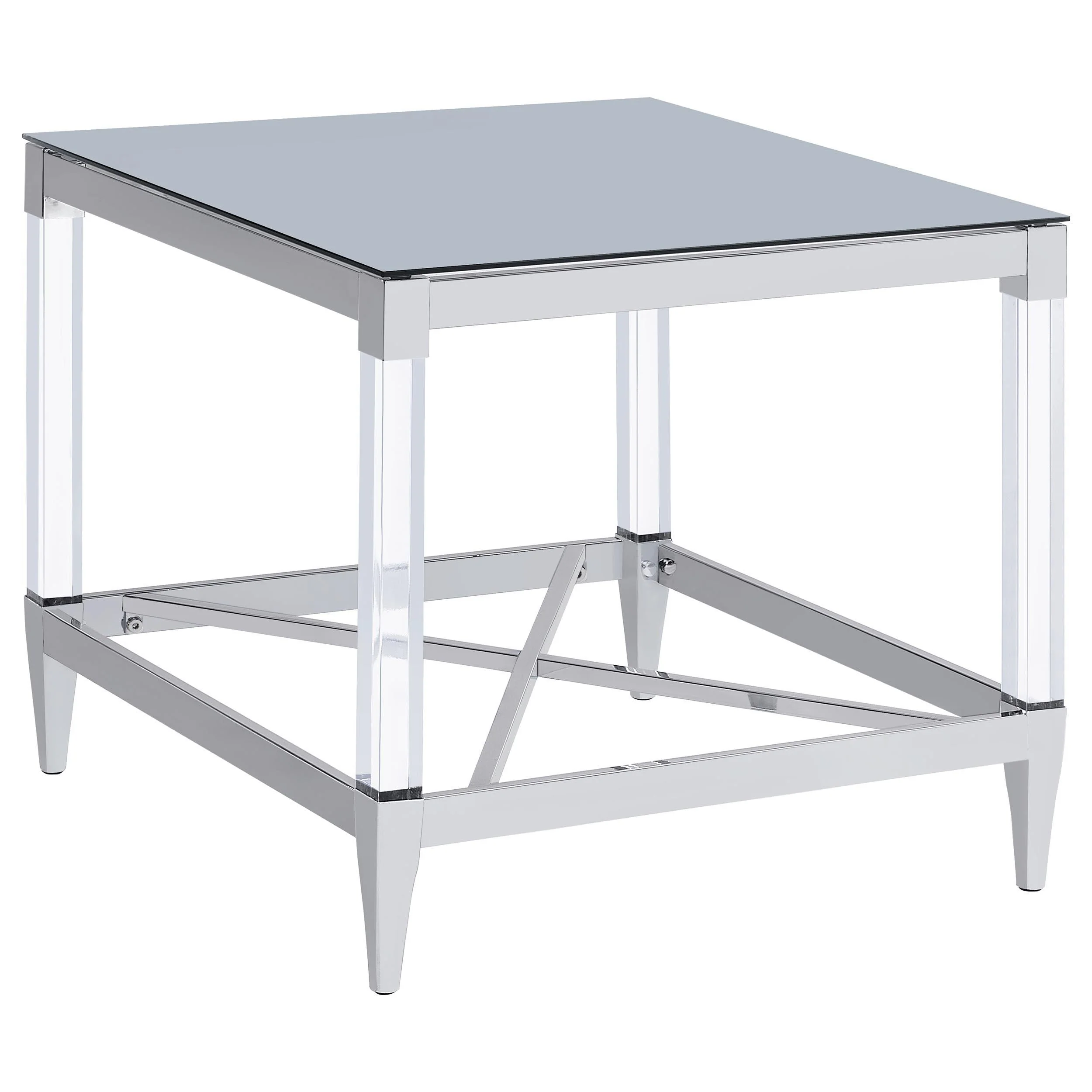 Lindley Chrome 3-Piece Square Coffee and End Table Set - Image 3